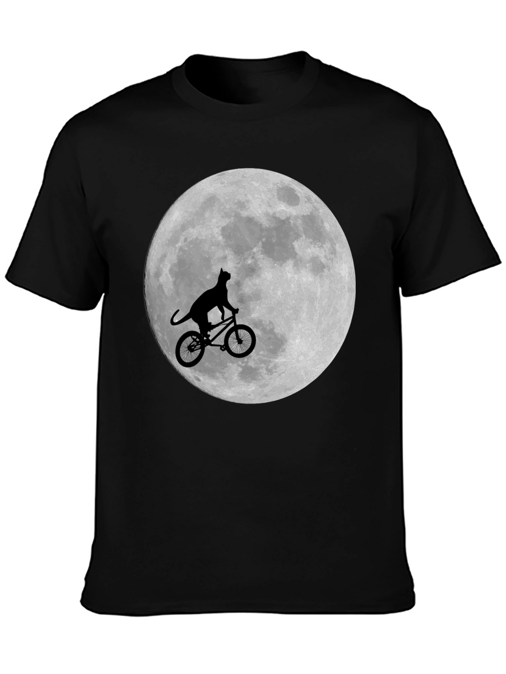 Cat on Bike Moon Graphic T-Shirt