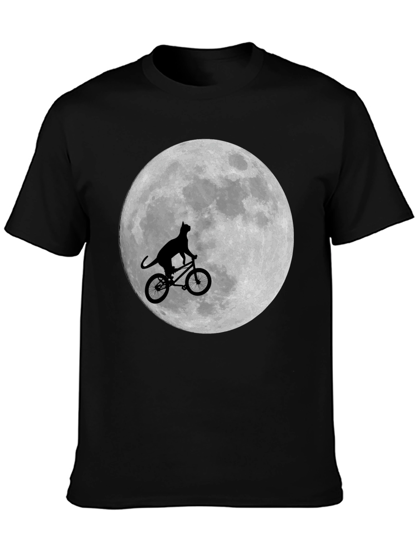 Cat on Bike Moon Graphic T-Shirt