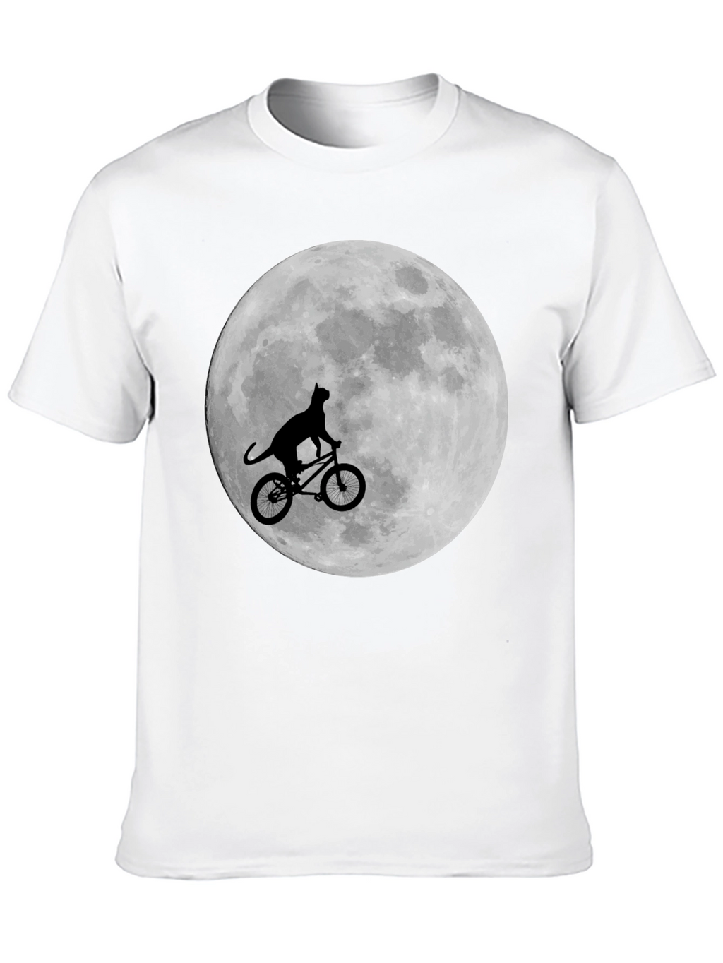 Cat on Bike Moon Graphic T-Shirt