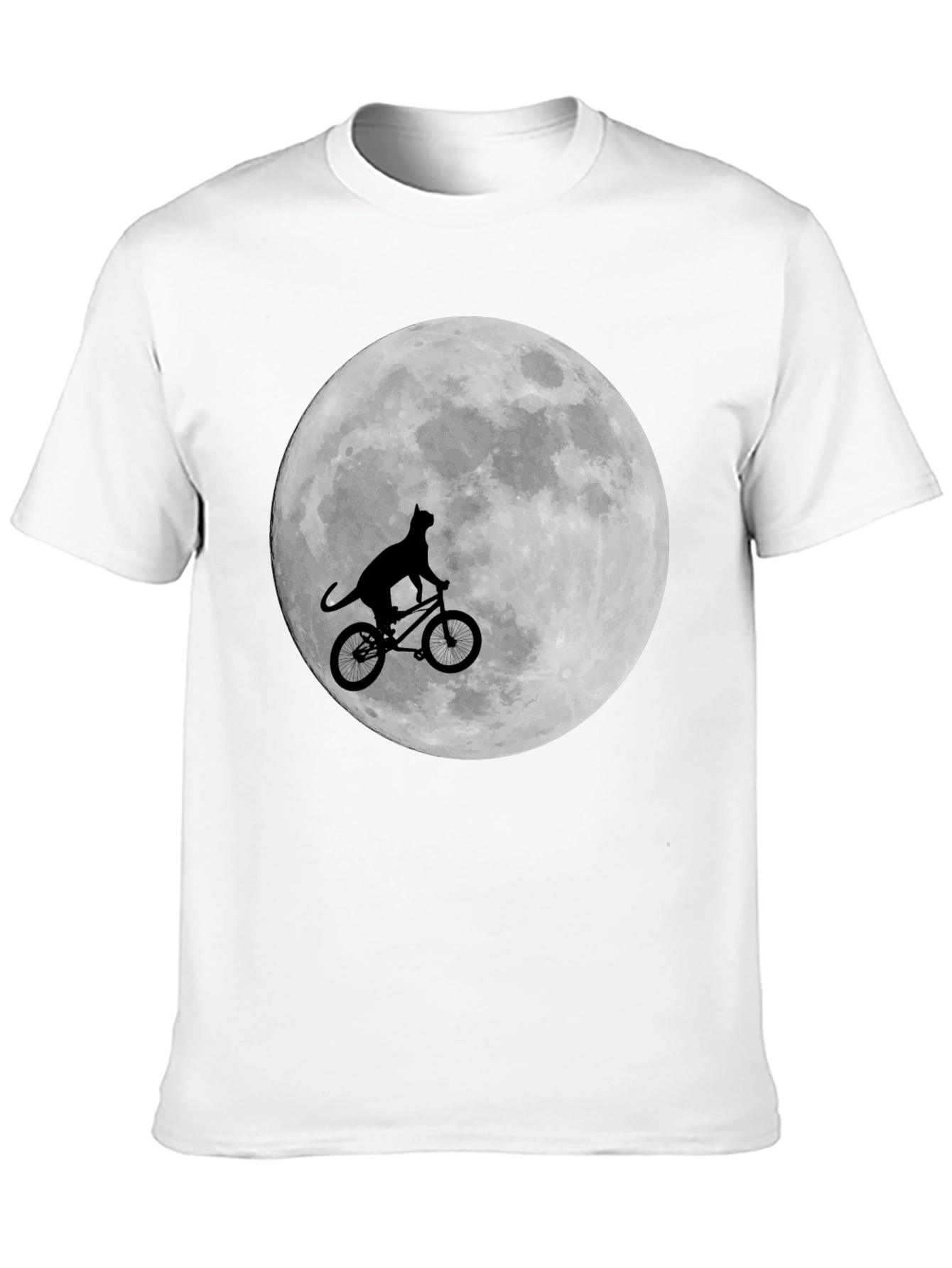 Cat on Bike Moon Graphic T-Shirt