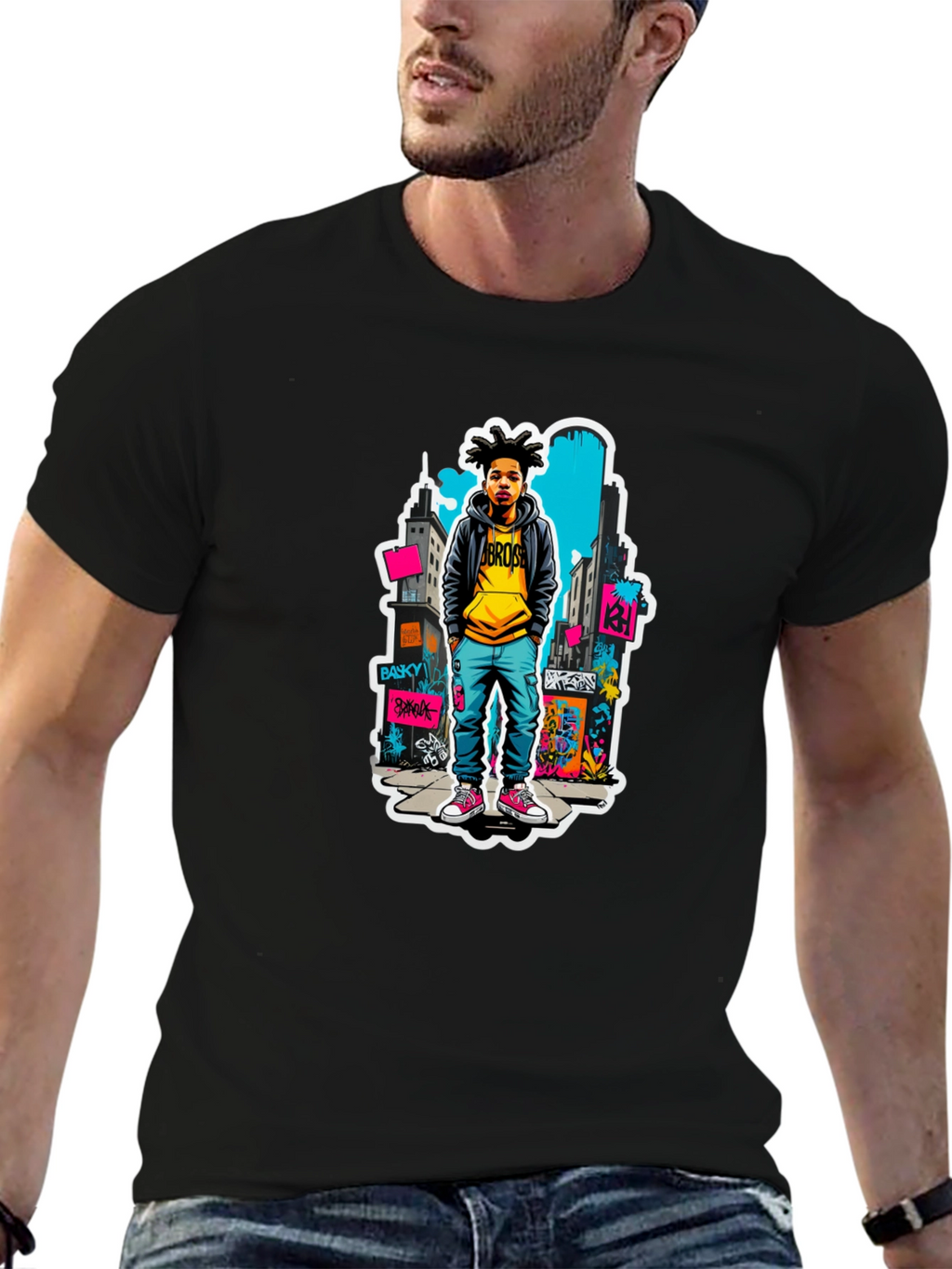 Urban Youth Graphic Tee - Black