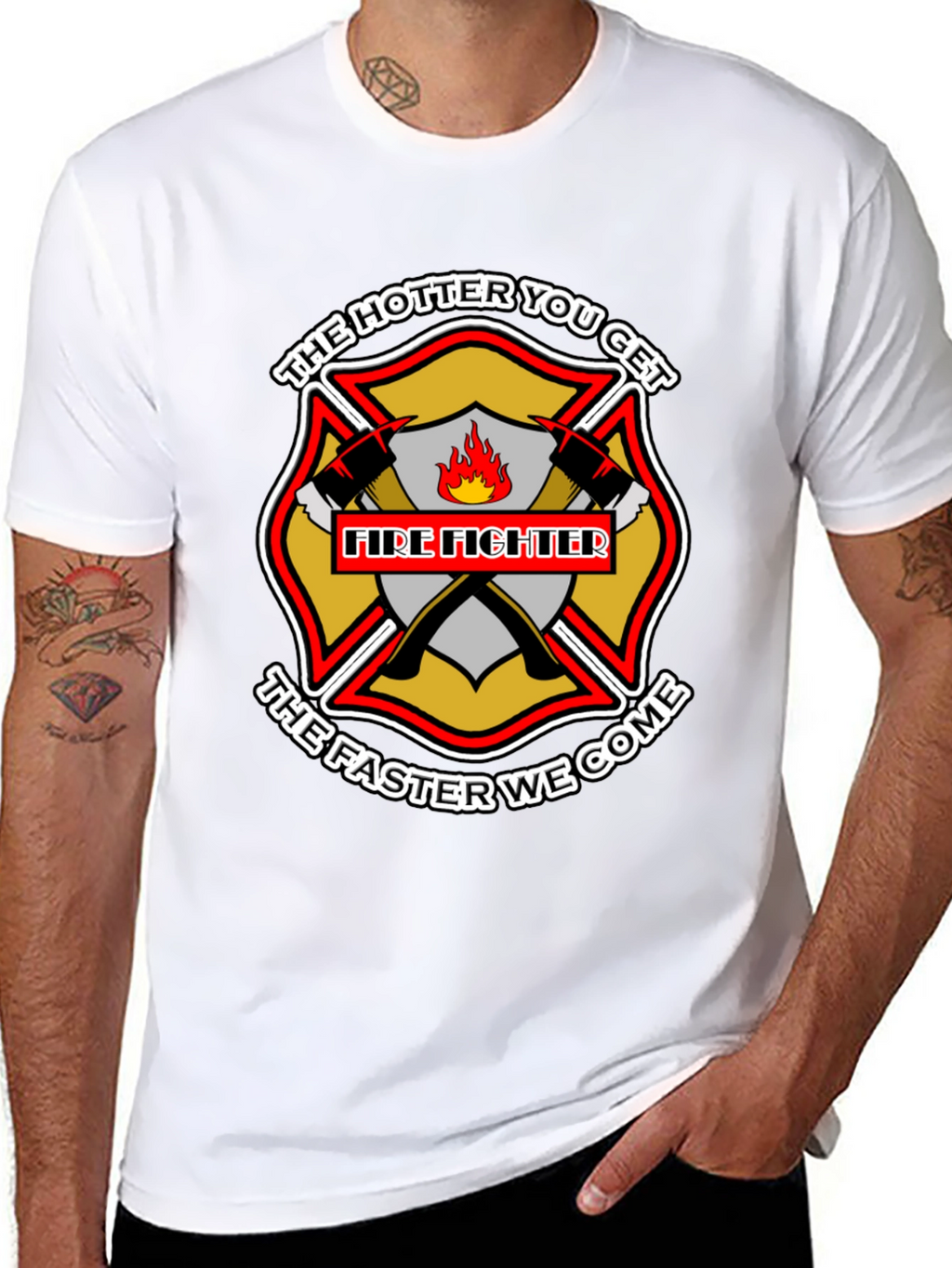 Firefighter Hotter Faster Black Graphic Tee