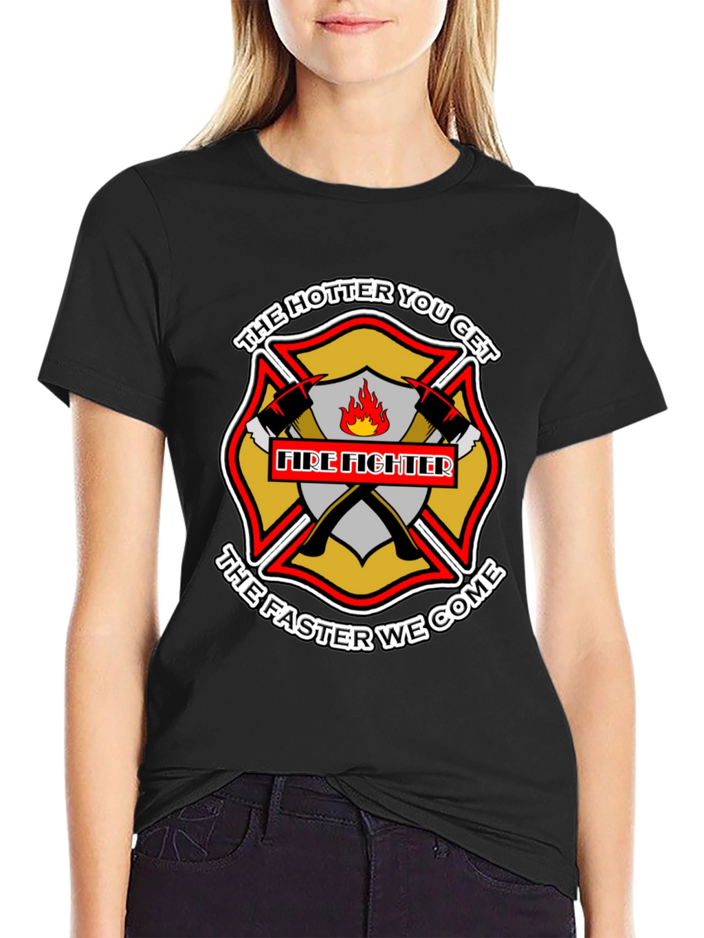 Firefighter Hotter Faster Black Graphic Tee