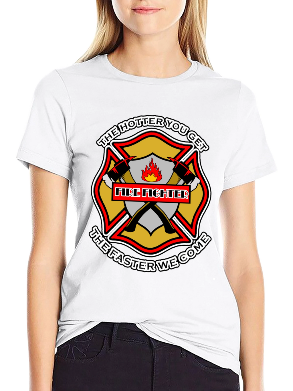 Firefighter Hotter Faster Black Graphic Tee