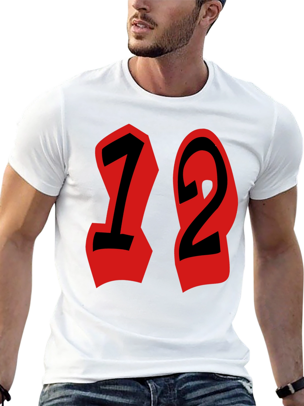 Black T-Shirt with Bold Number Design