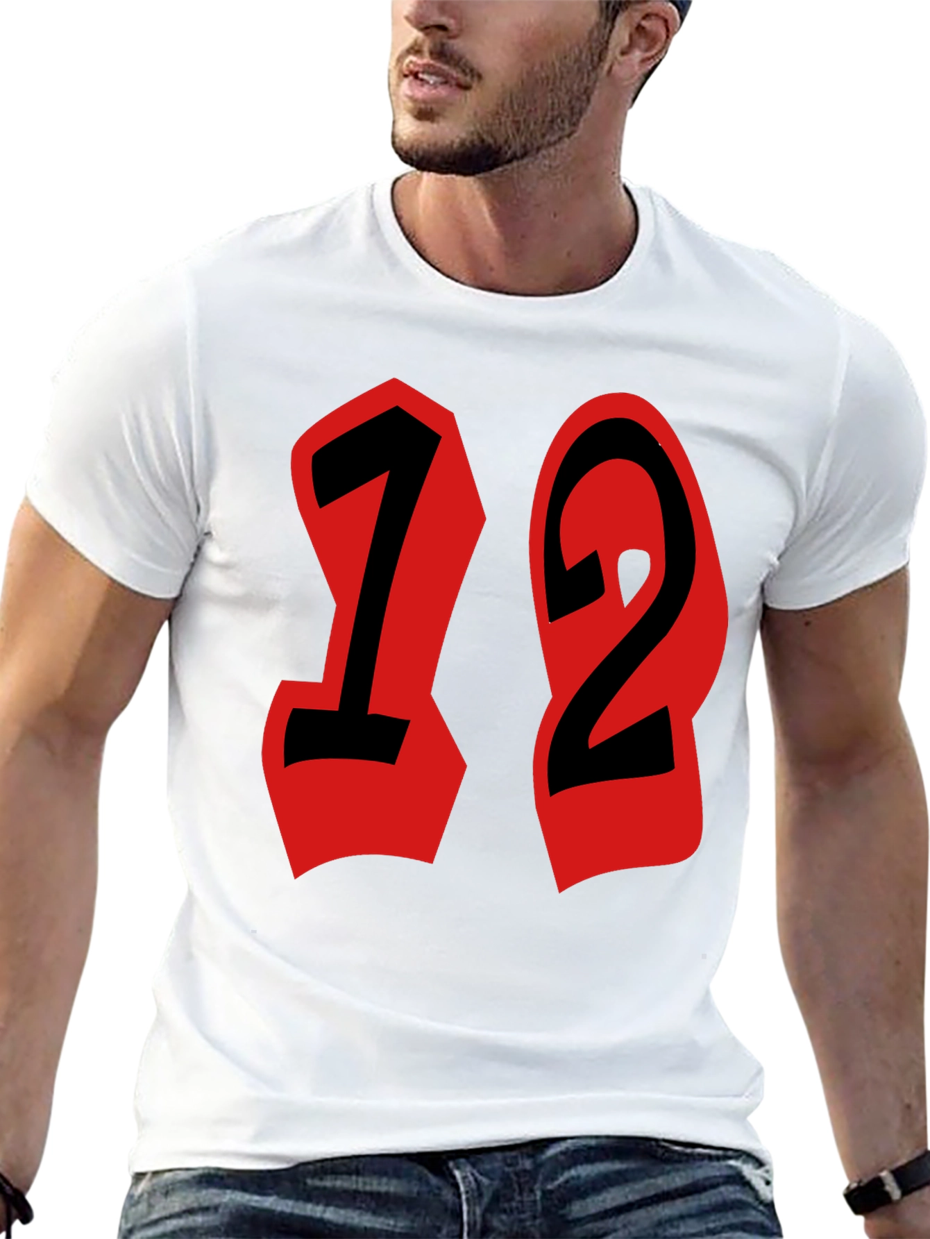 Black T-Shirt with Bold Number Design