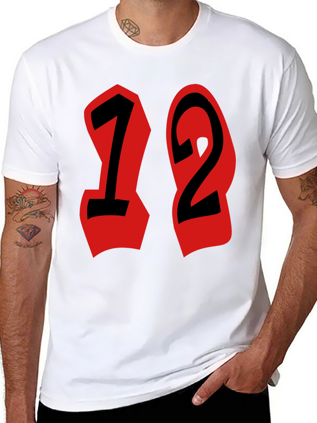 Black T-Shirt with Bold Number Design