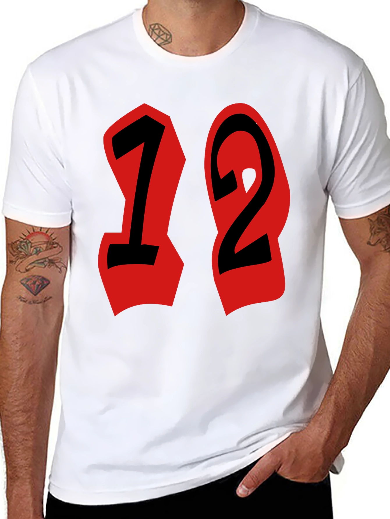 Black T-Shirt with Bold Number Design