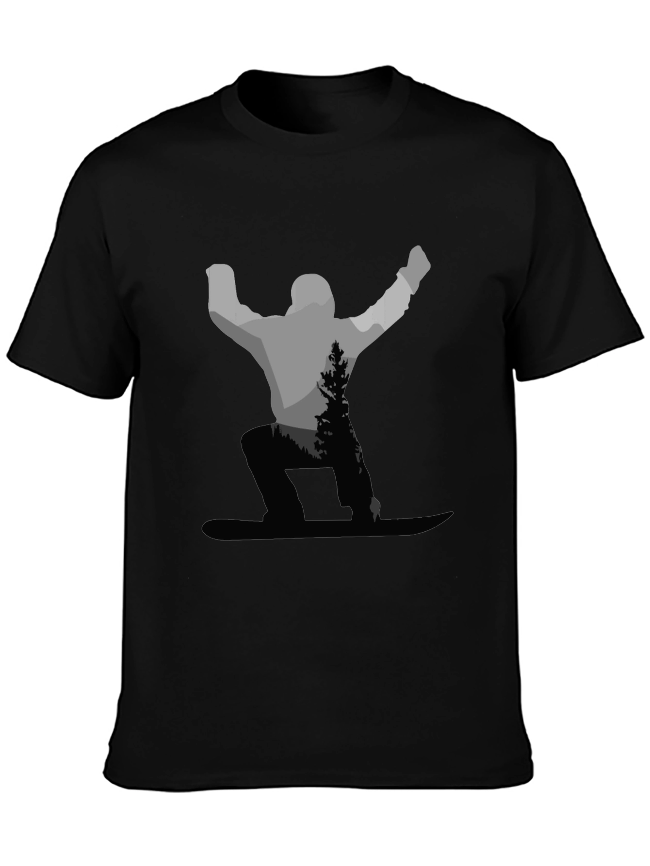 Snowboarder Graphic Tee - Black Cotton Blend Shirt