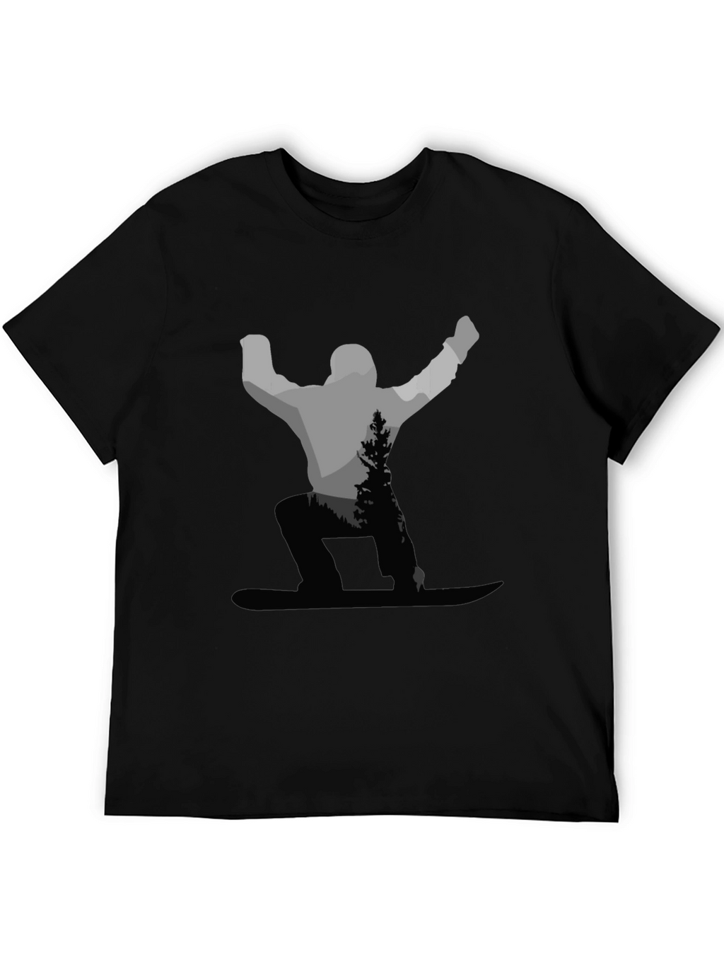 Snowboarder Graphic Tee - Black Cotton Blend Shirt