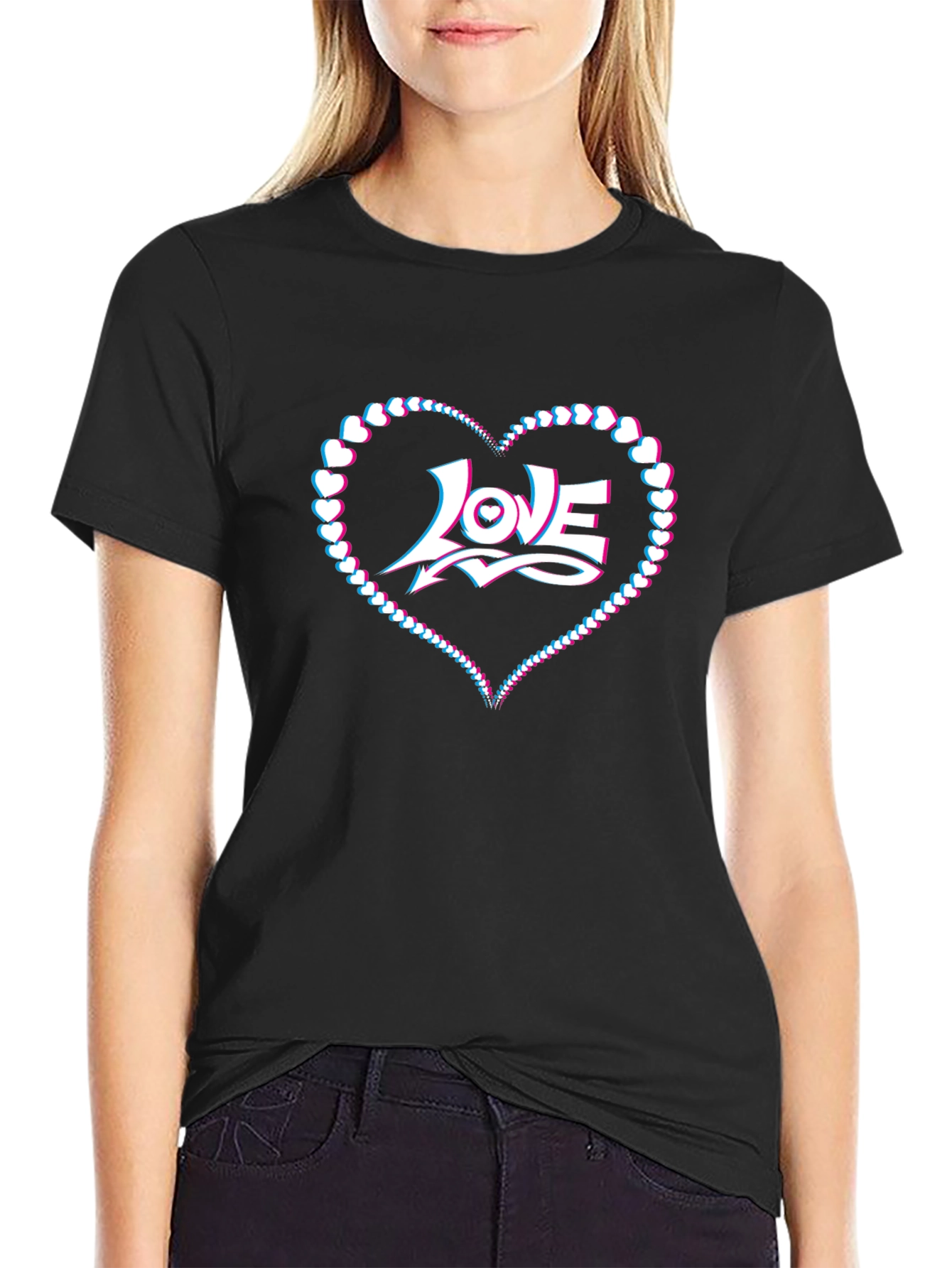 Heart of Love Black Graphic Tee - Stylish Valentines Day Shirt