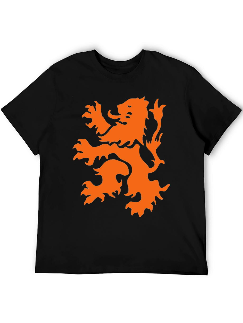 Black T-Shirt with Orange Lion Graphic