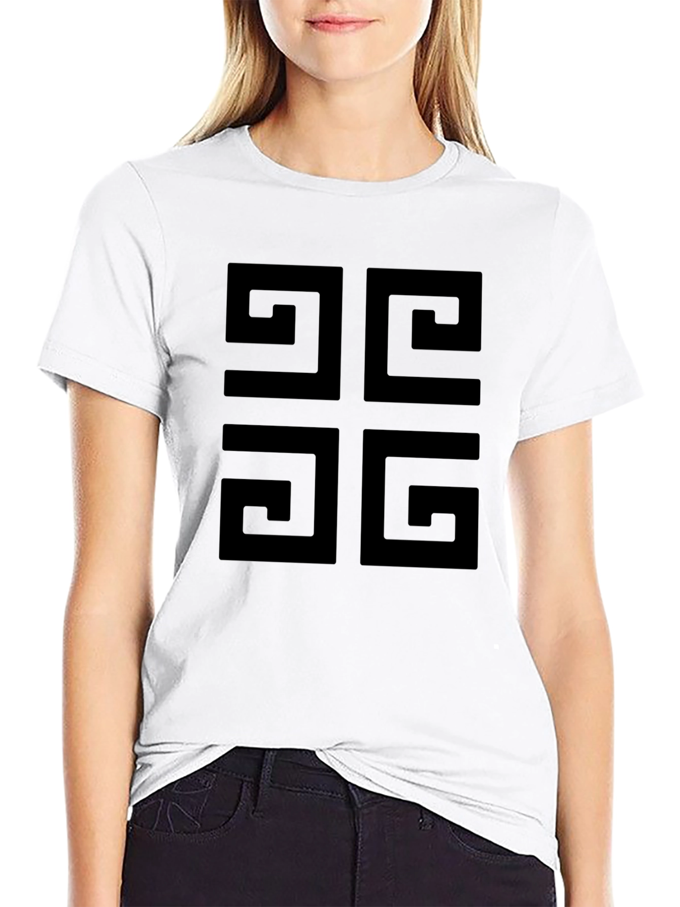 Geometric Pattern Black T-Shirt for Men