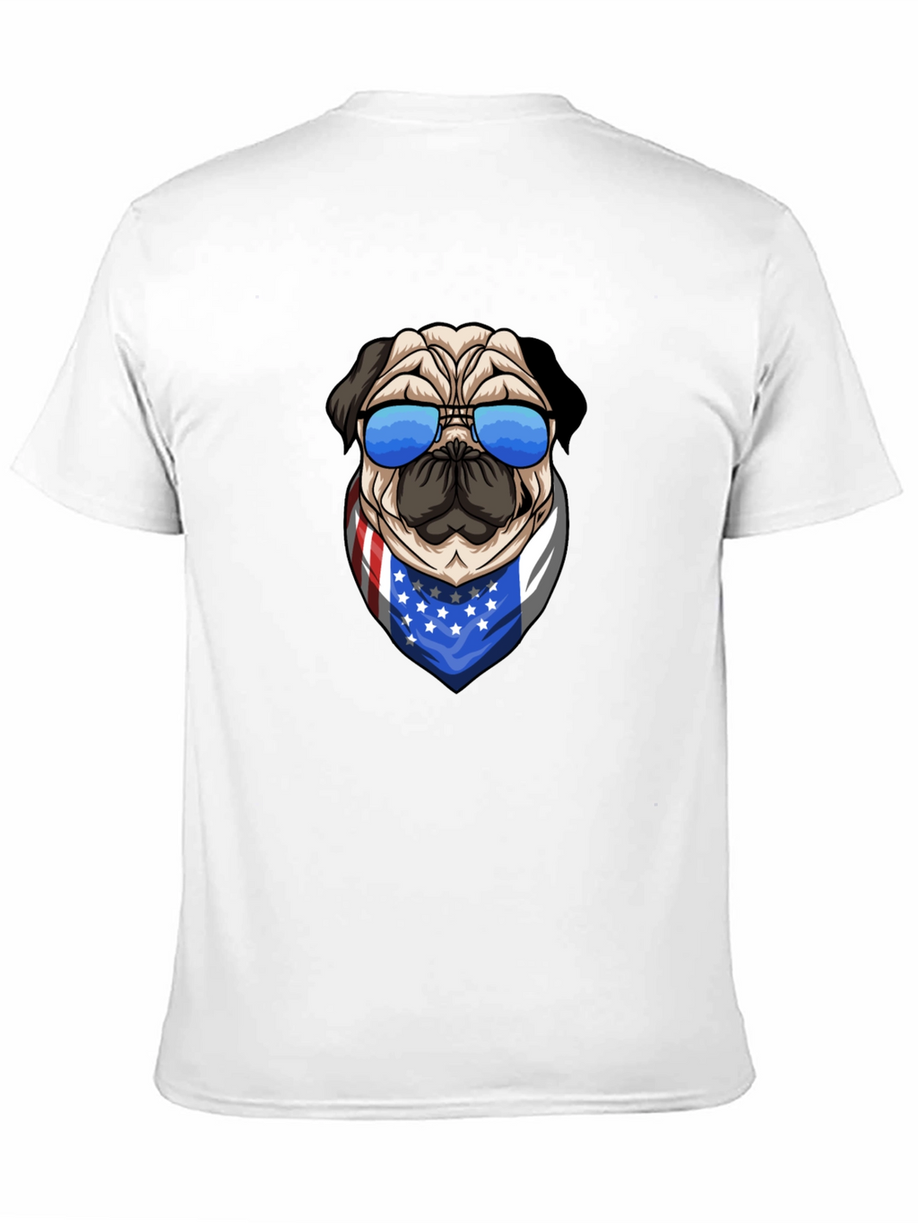 Pug in Shades USA Flag Bandana Graphic Tee