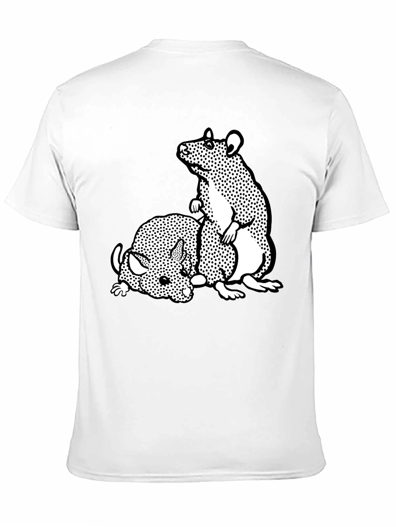 Black T-Shirt with Cartoon Rat Graphic