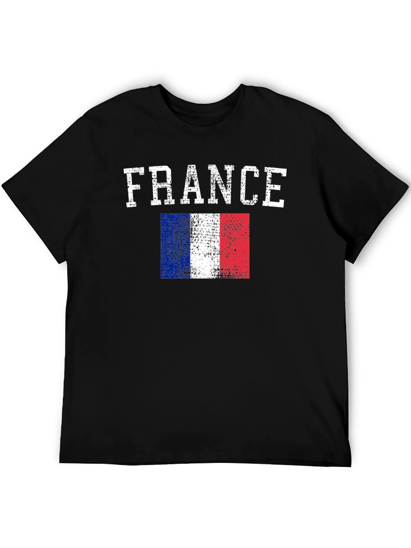 France Flag Graphic Print Black T-Shirt