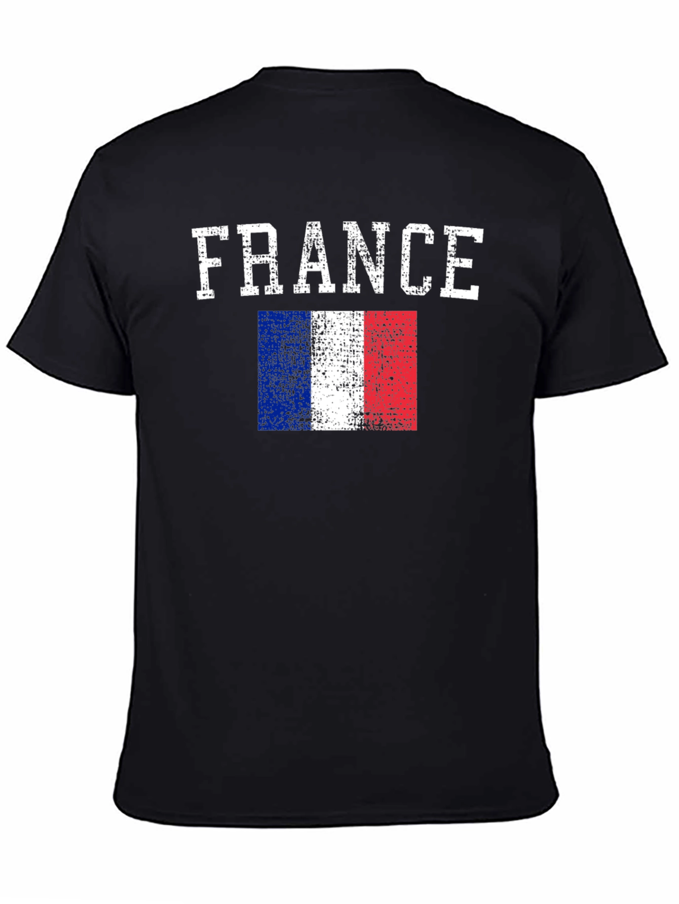 France Flag Graphic Print Black T-Shirt