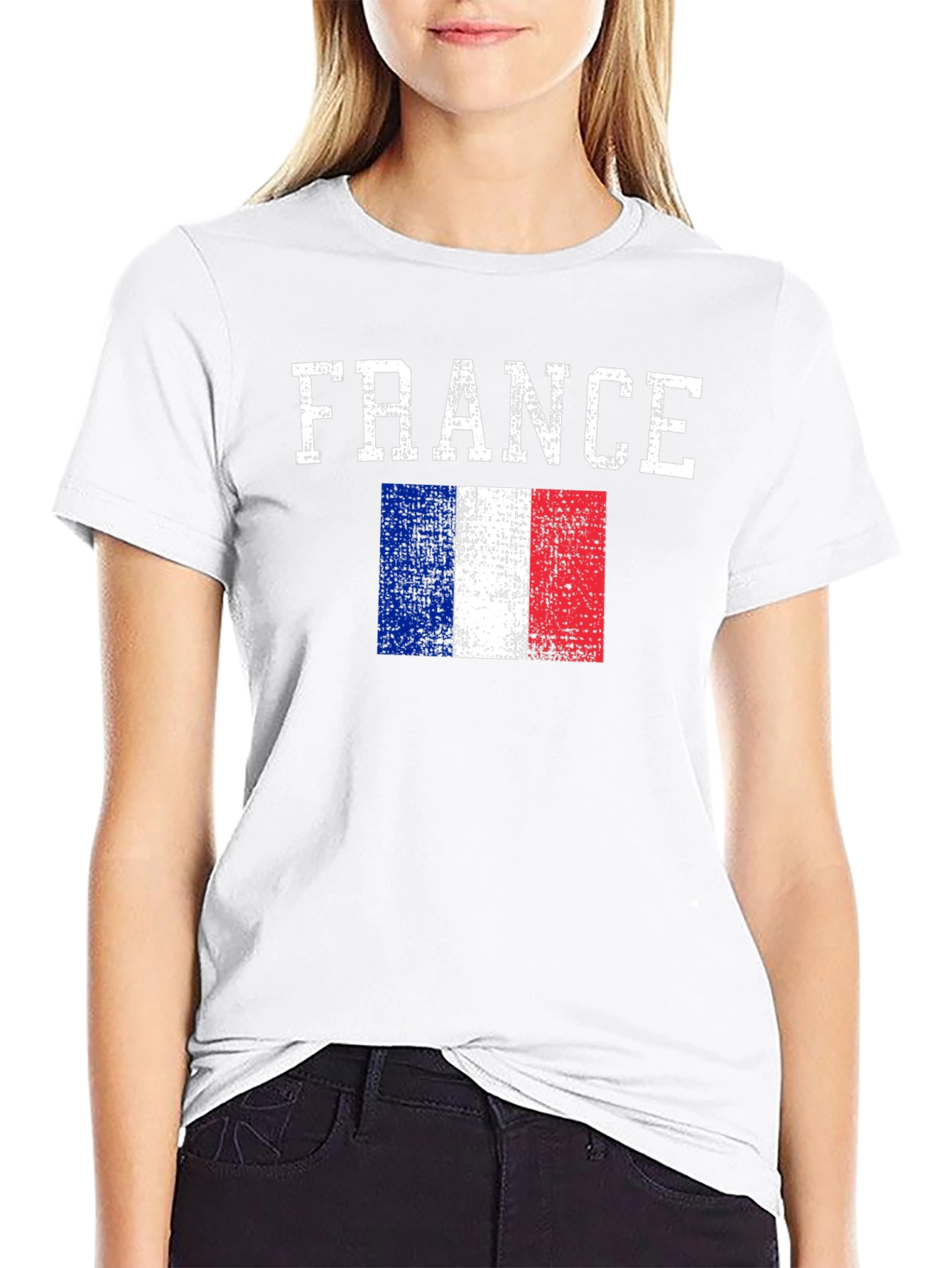 France Flag Graphic Print Black T-Shirt