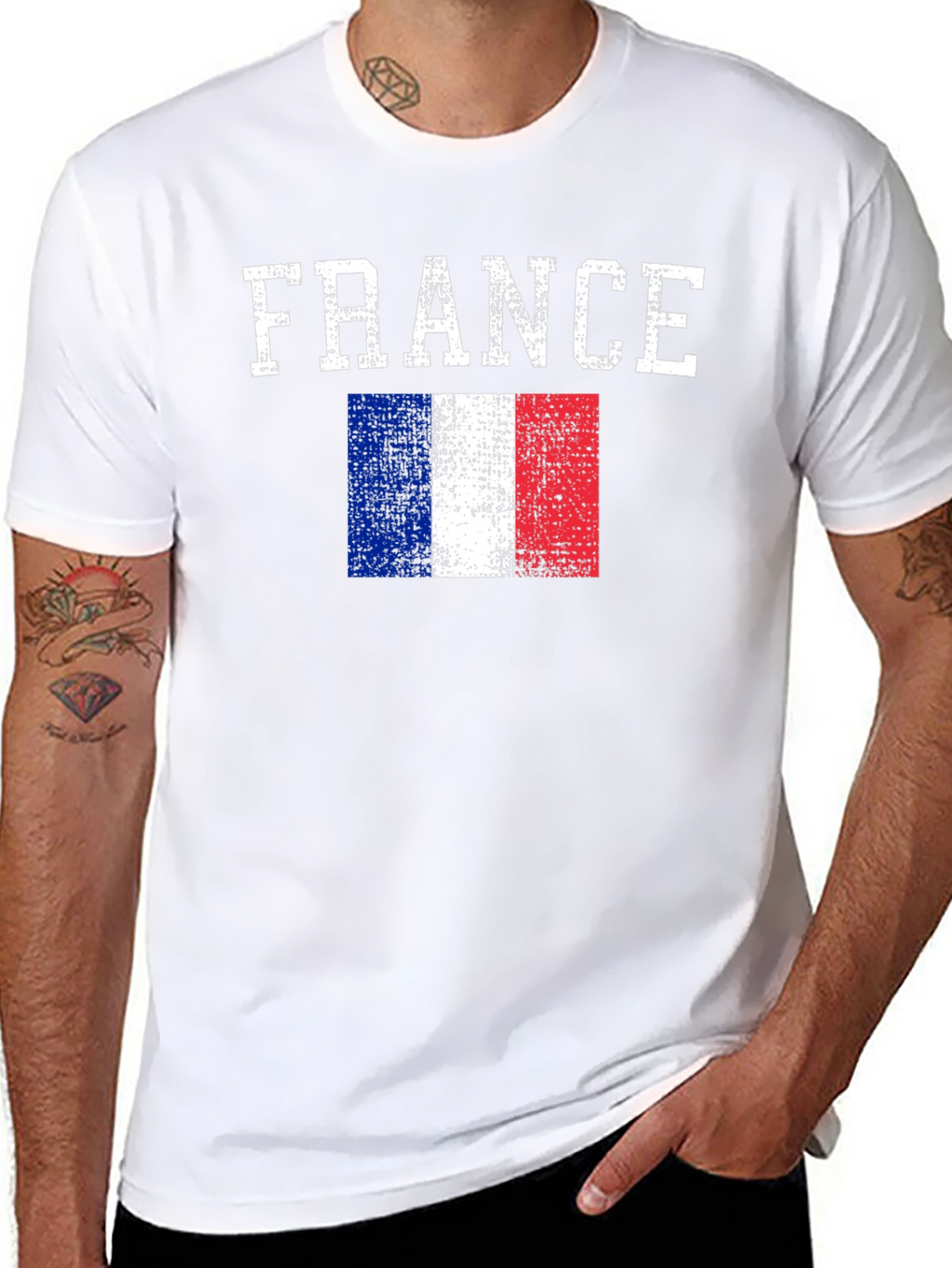 France Flag Graphic Print Black T-Shirt