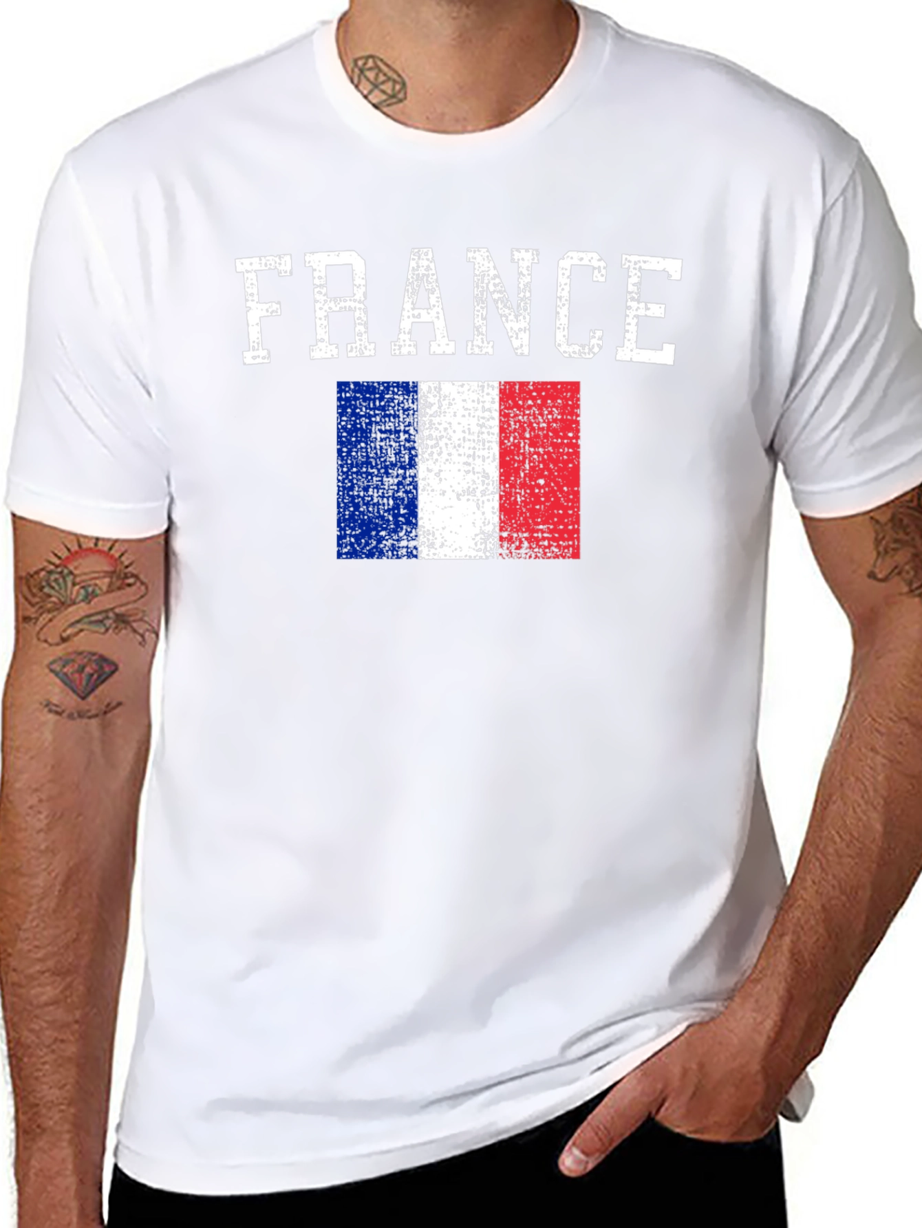 France Flag Graphic Print Black T-Shirt