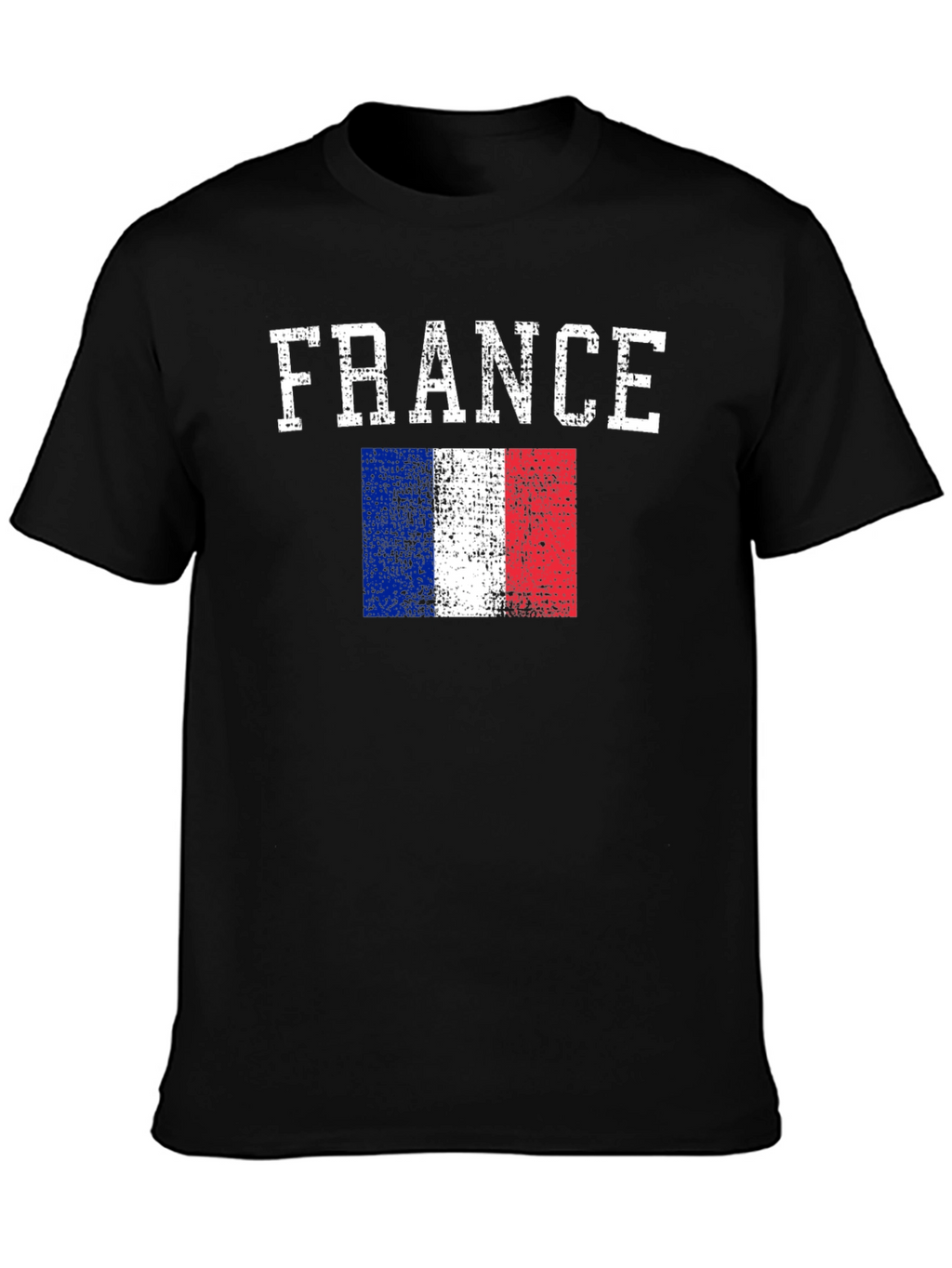 France Flag Graphic Print Black T-Shirt