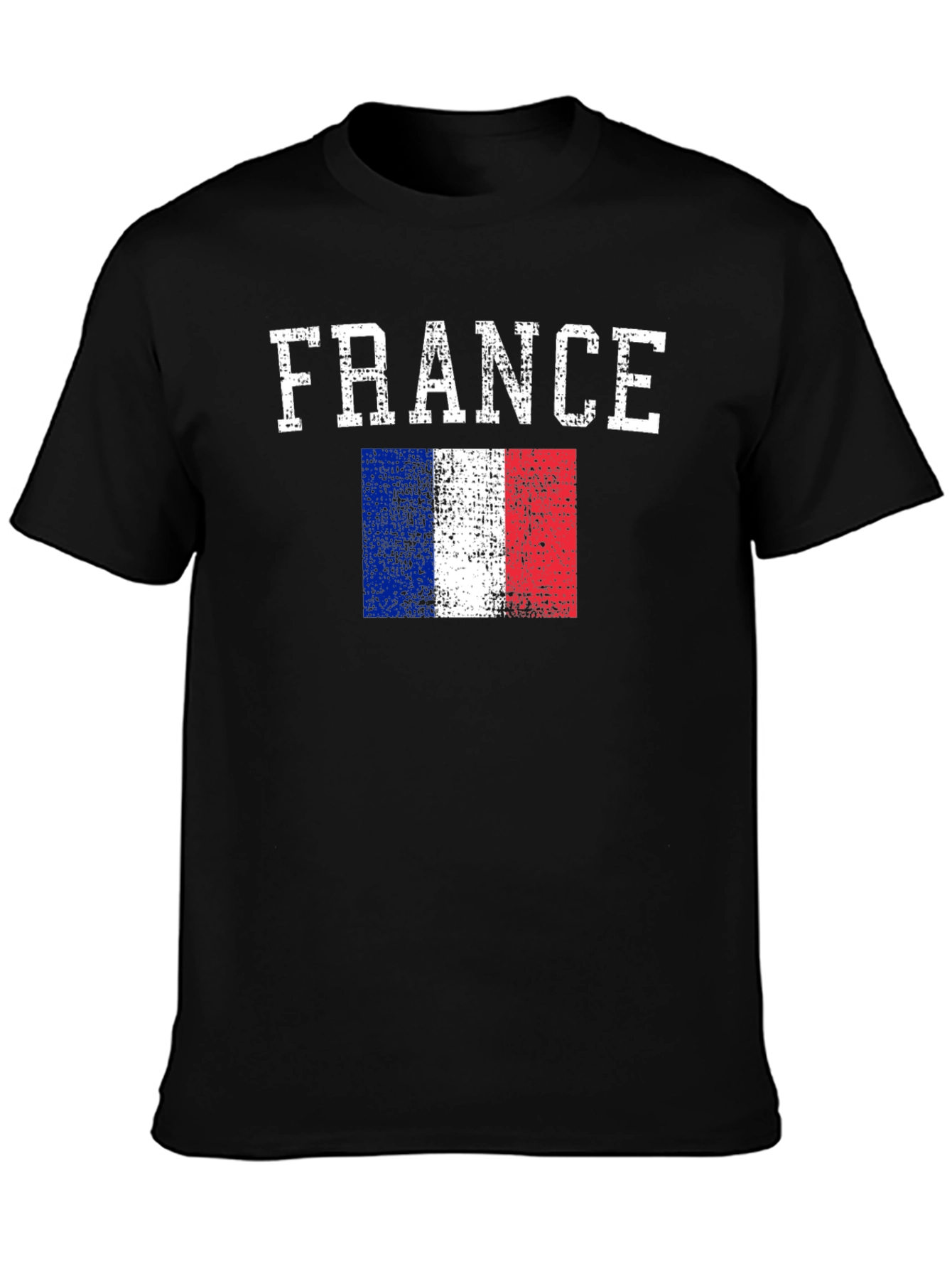 France Flag Graphic Print Black T-Shirt