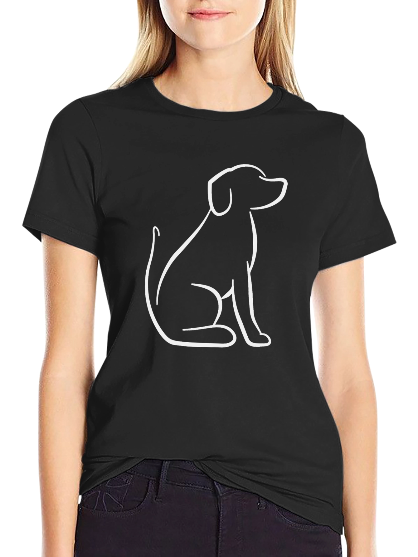 Dog Outline Black T-Shirt