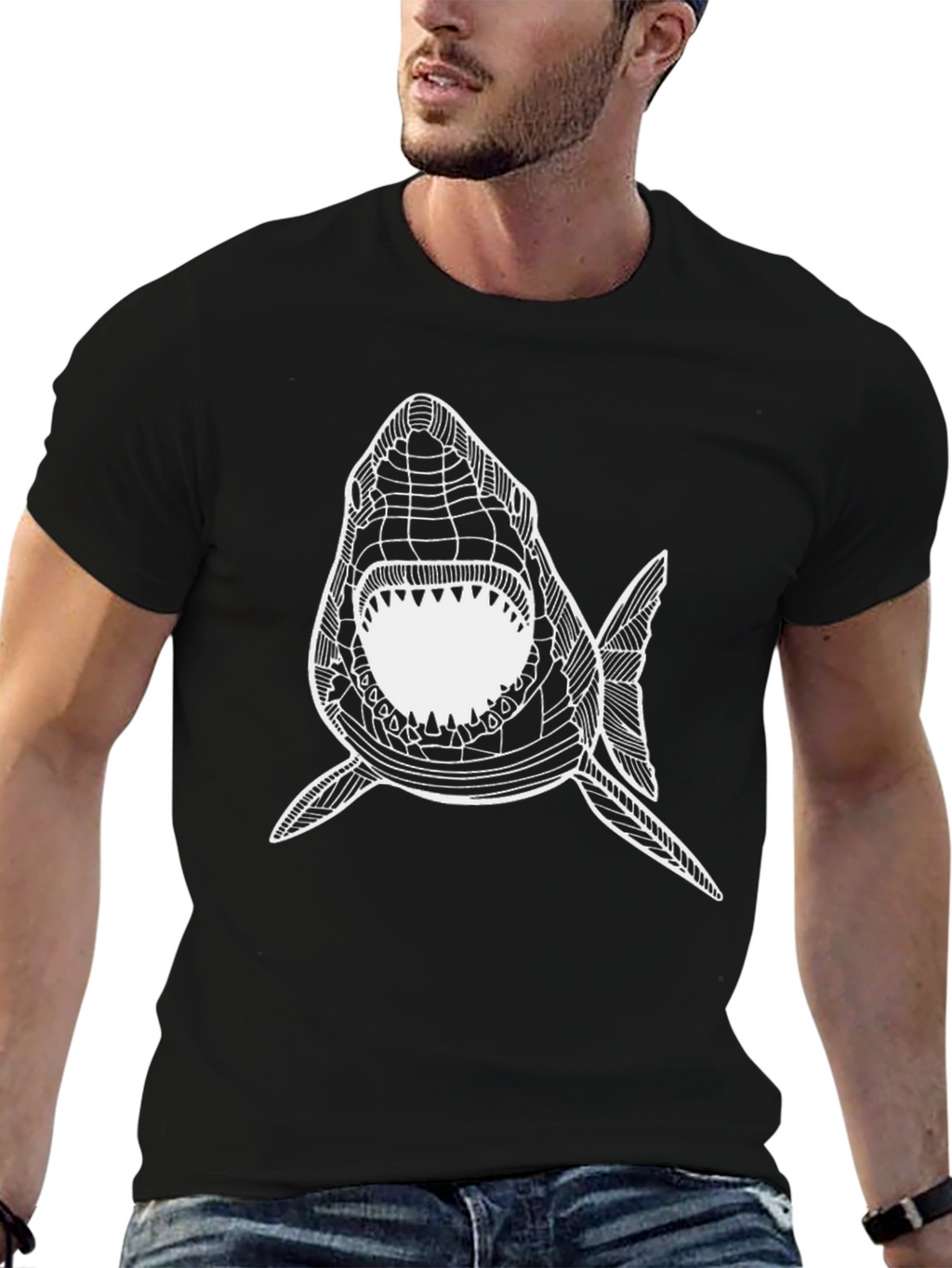 Shark Graphic Tee - Mens Black T-Shirt