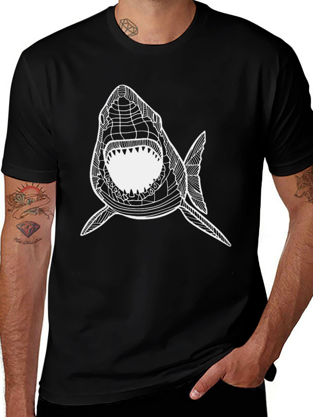 Shark Graphic Tee - Mens Black T-Shirt