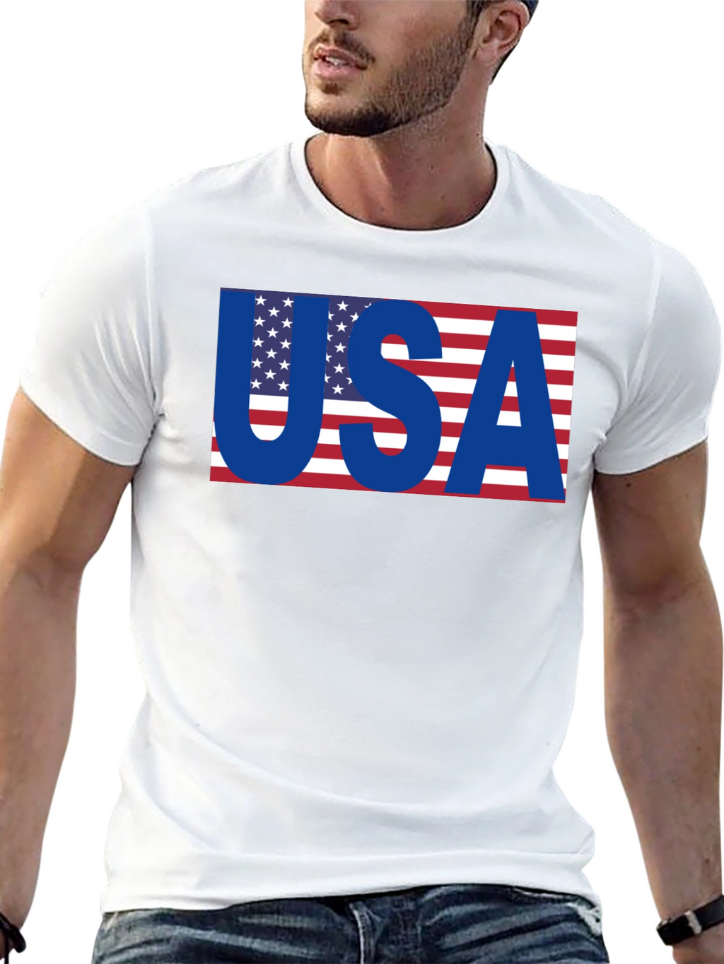 USA Flag Graphic T-Shirt - Patriotic Black Tee
