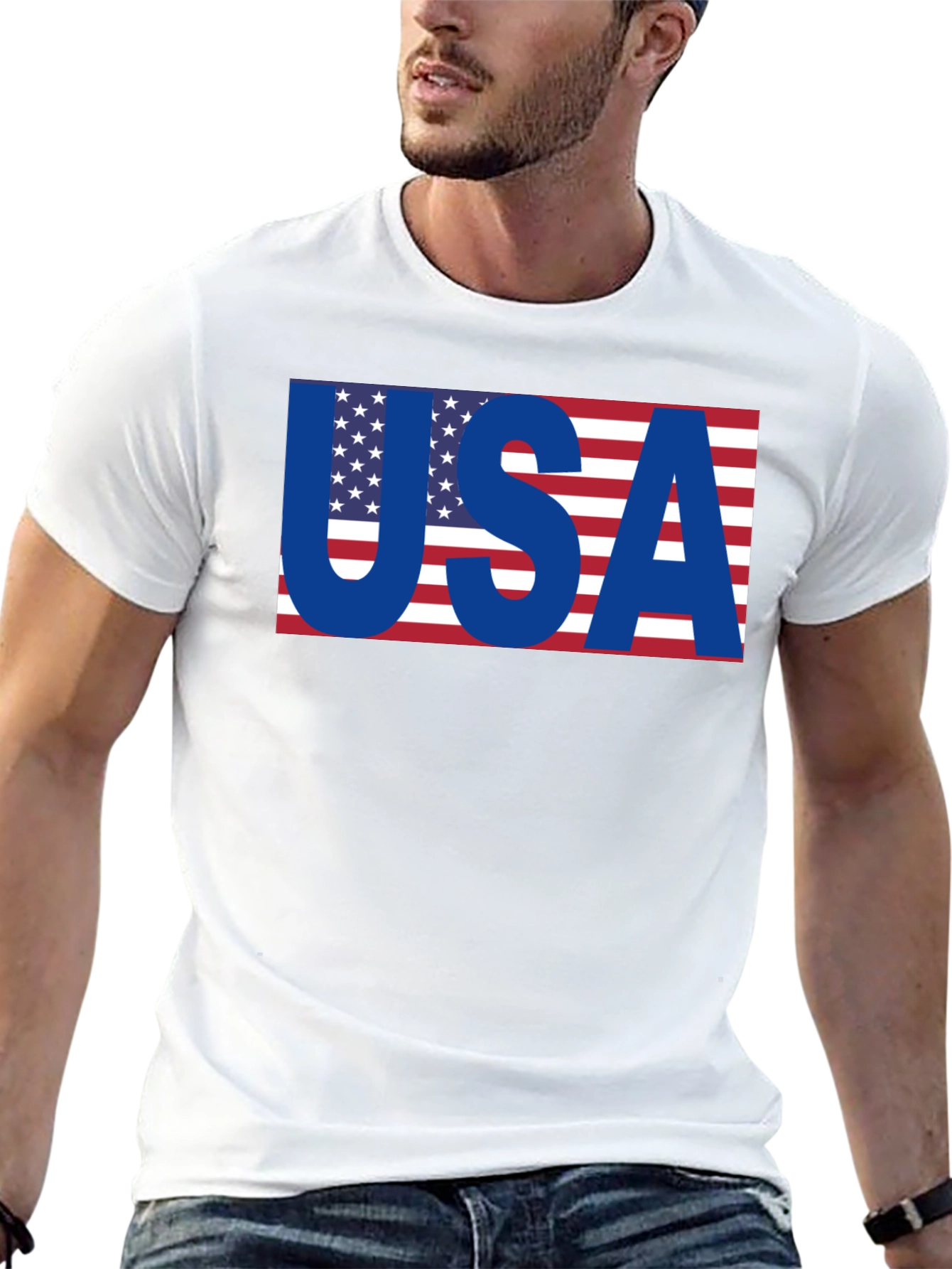 USA Flag Graphic T-Shirt - Patriotic Black Tee