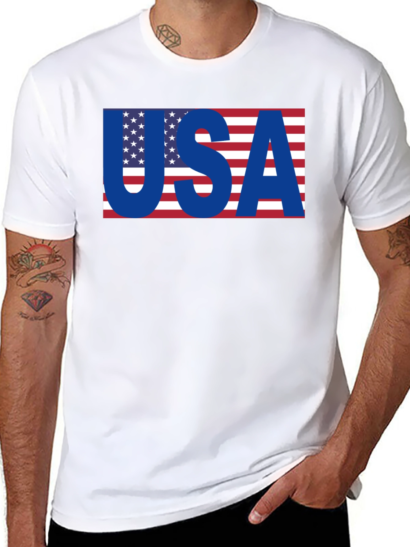 USA Flag Graphic T-Shirt - Patriotic Black Tee