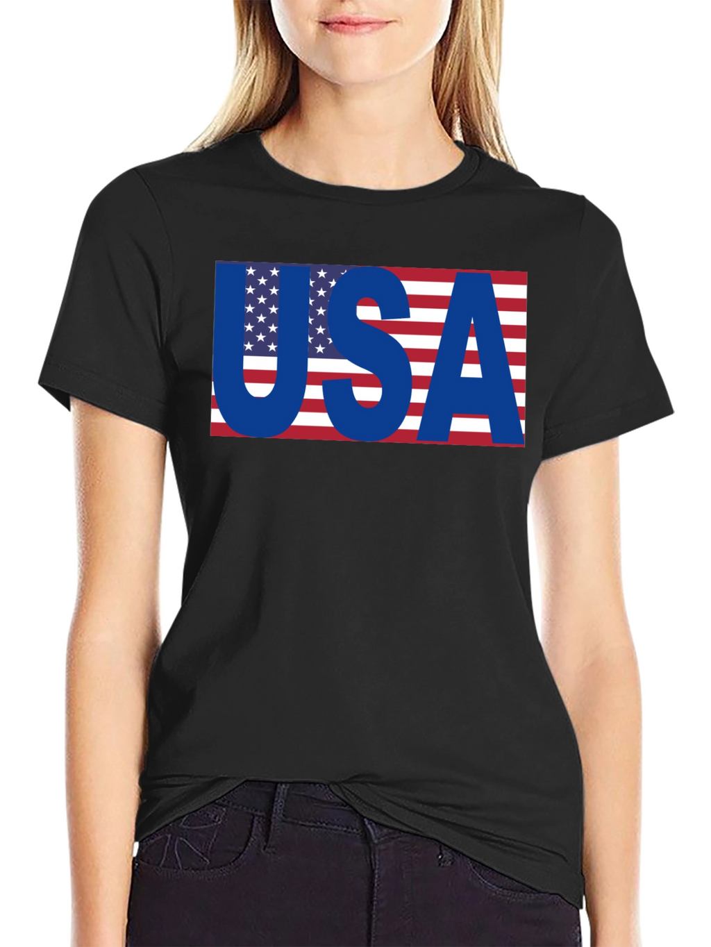 USA Flag Graphic T-Shirt - Patriotic Black Tee