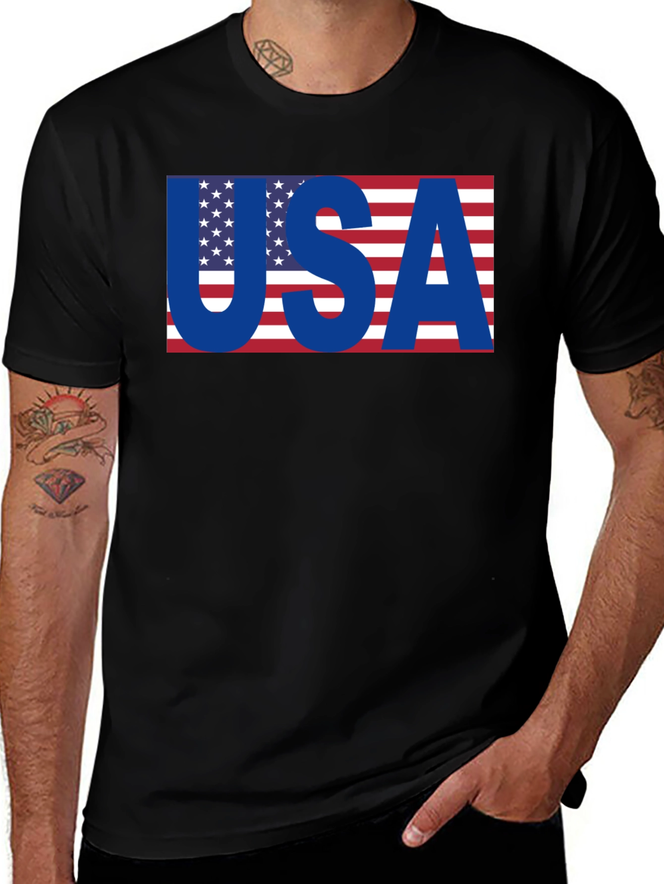 USA Flag Graphic T-Shirt - Patriotic Black Tee