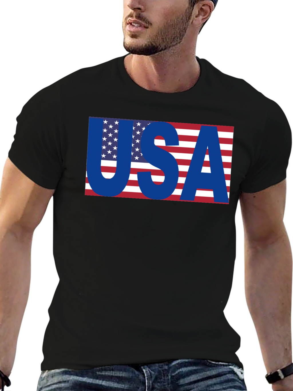 USA Flag Graphic T-Shirt - Patriotic Black Tee