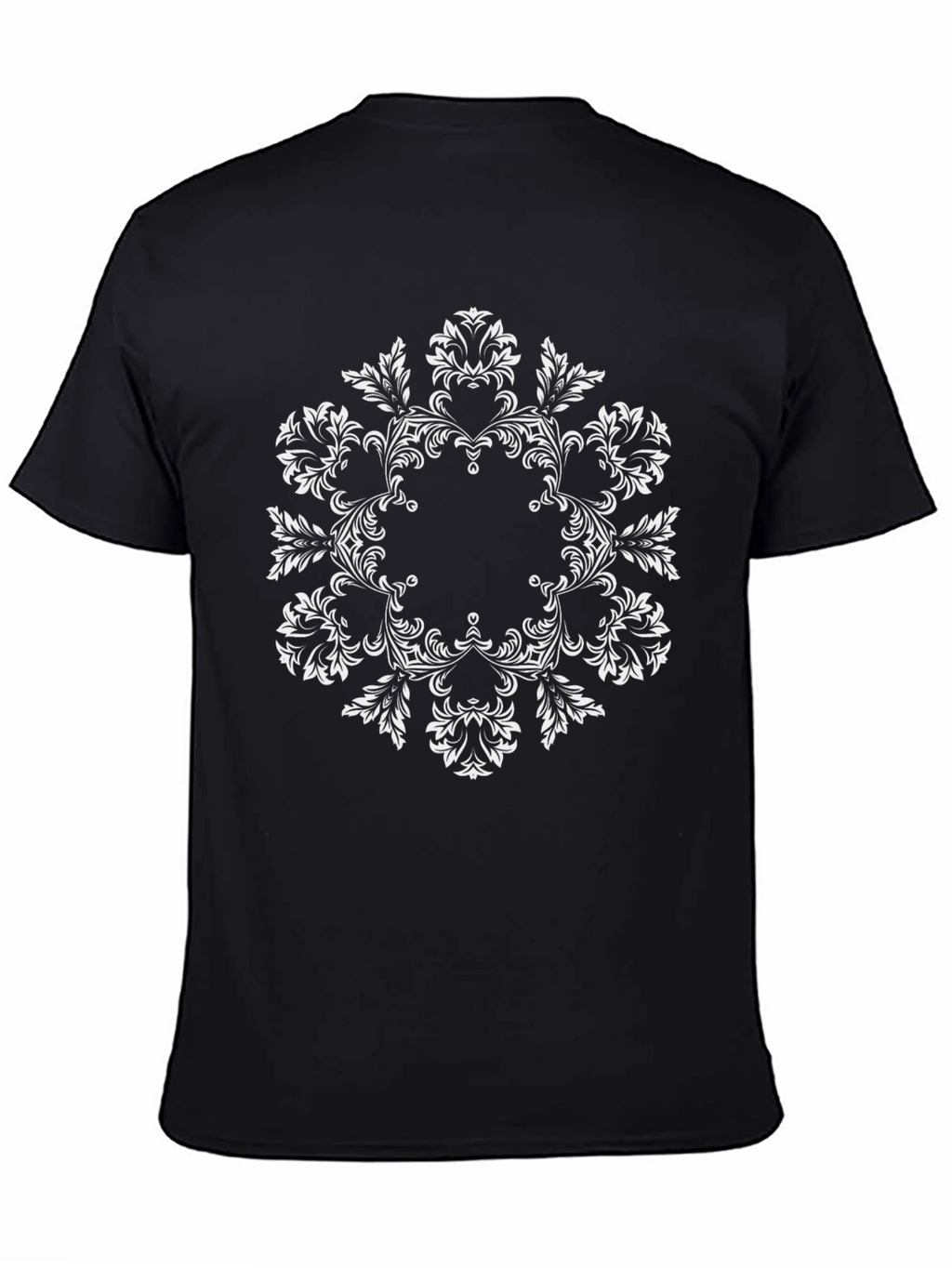 Elegant Floral Mandala Graphic Tee - Black