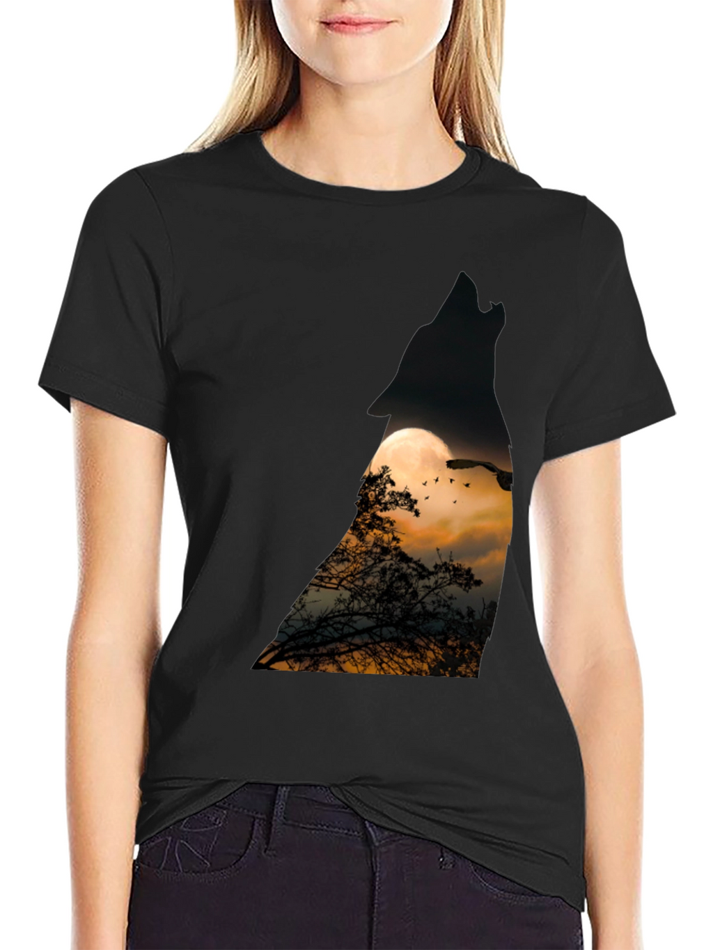 Wolf Moon T-Shirt - Mens Black Tee