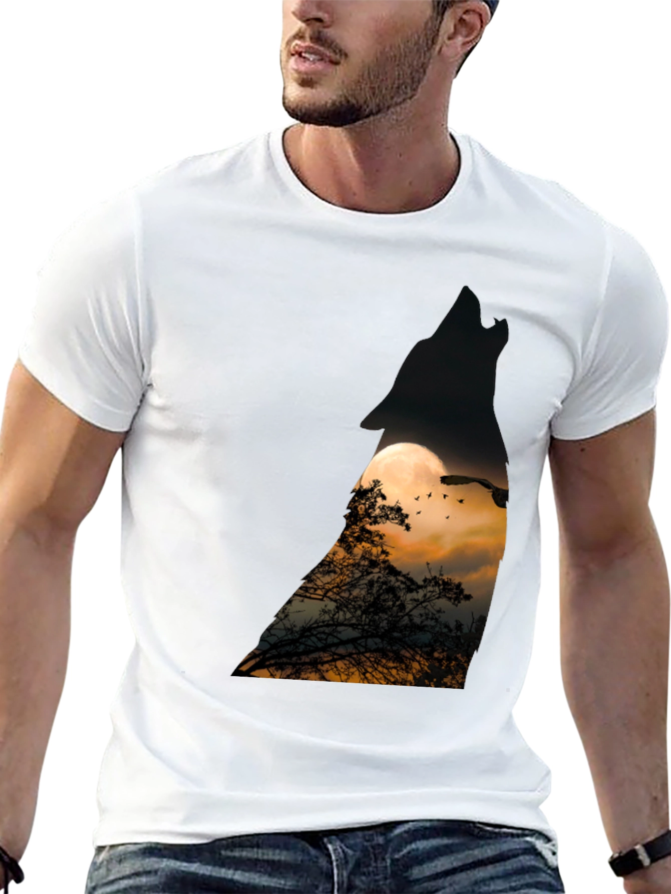 Wolf Moon T-Shirt - Mens Black Tee