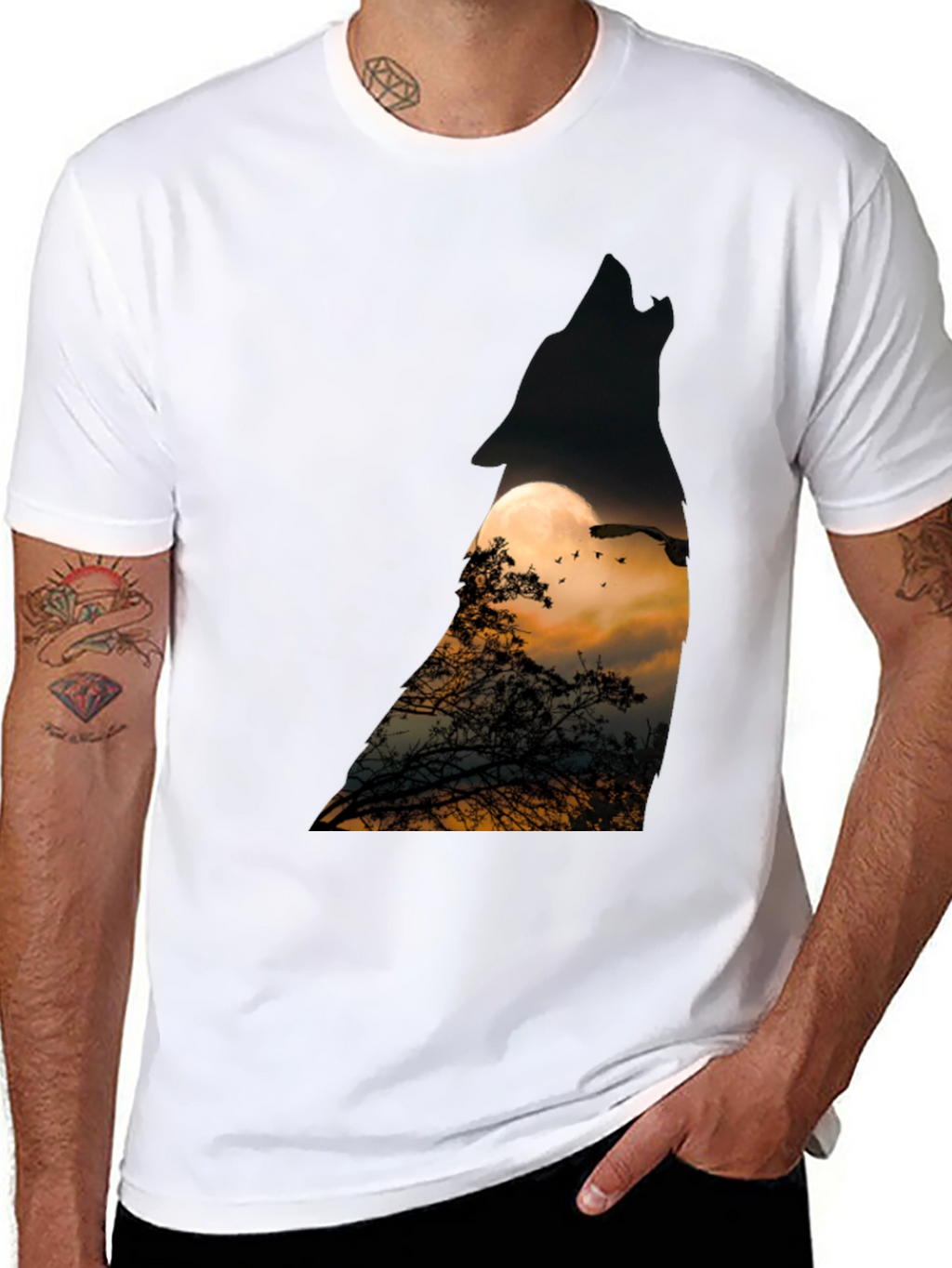 Wolf Moon T-Shirt - Mens Black Tee