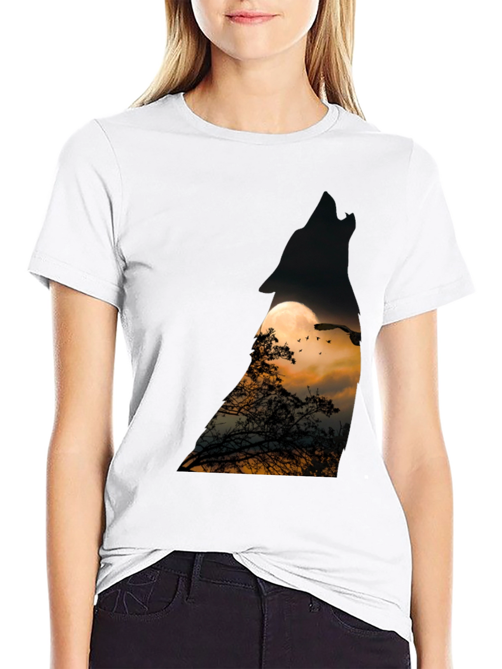 Wolf Moon T-Shirt - Mens Black Tee
