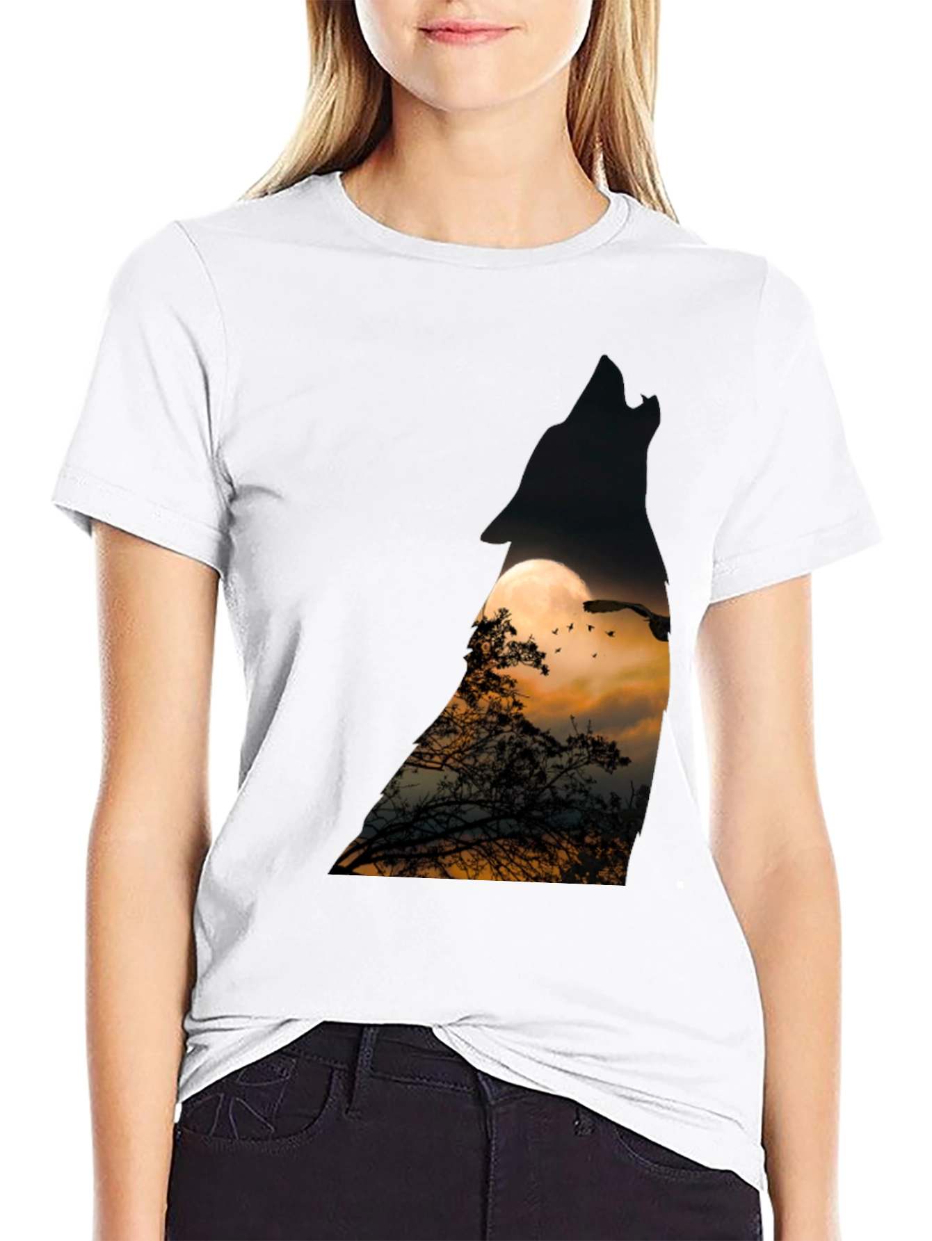 Wolf Moon T-Shirt - Mens Black Tee