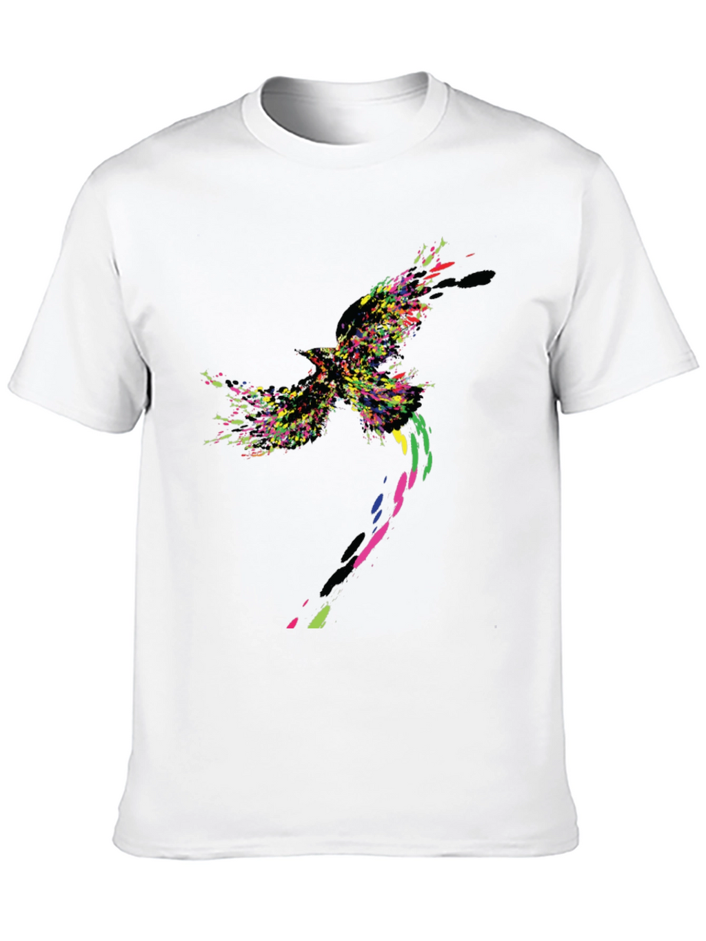 Abstract Bird Graphic Black T-Shirt