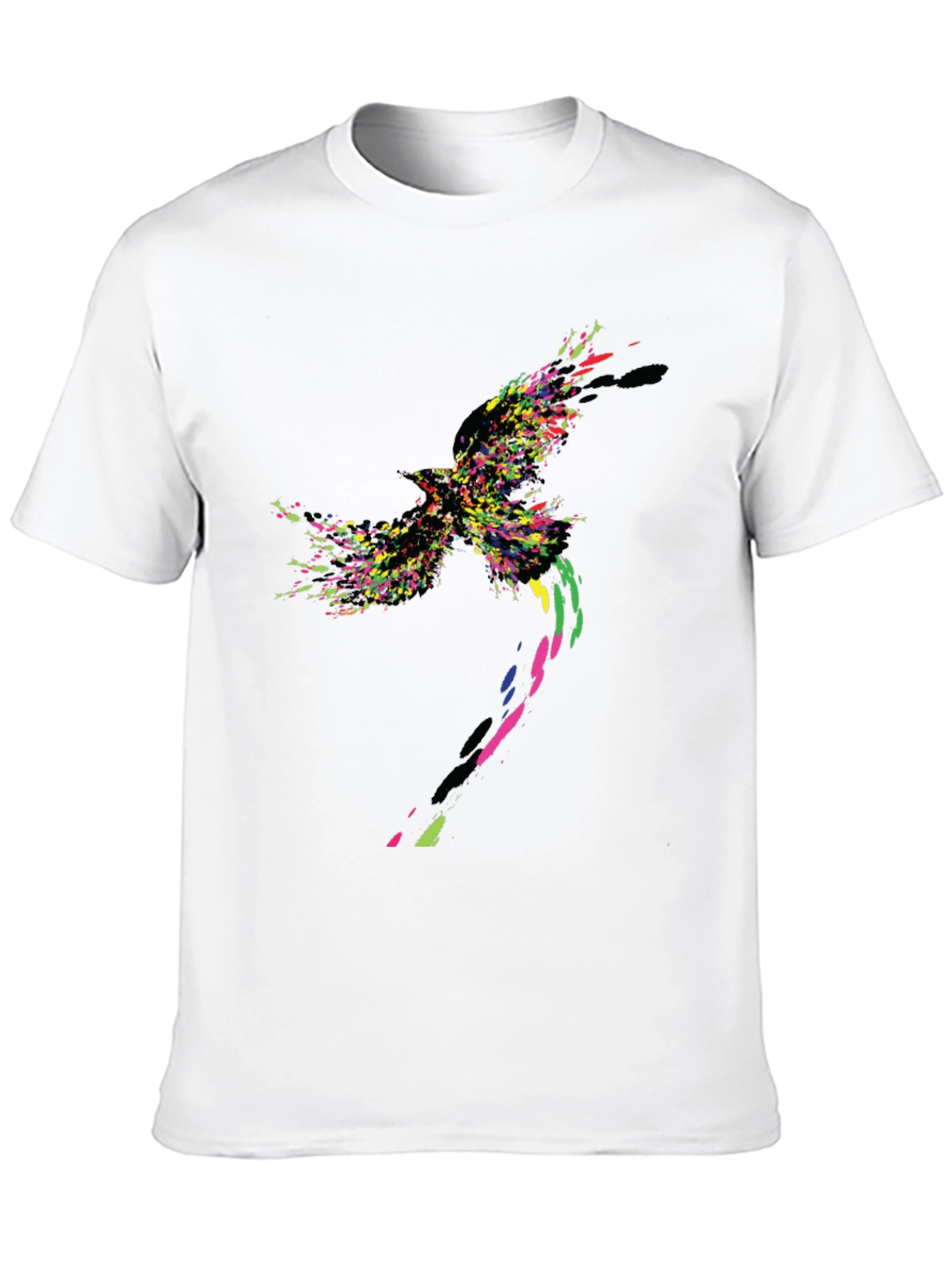 Abstract Bird Graphic Black T-Shirt