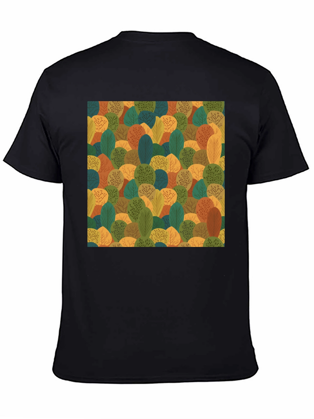Nature Pattern Black T-Shirt