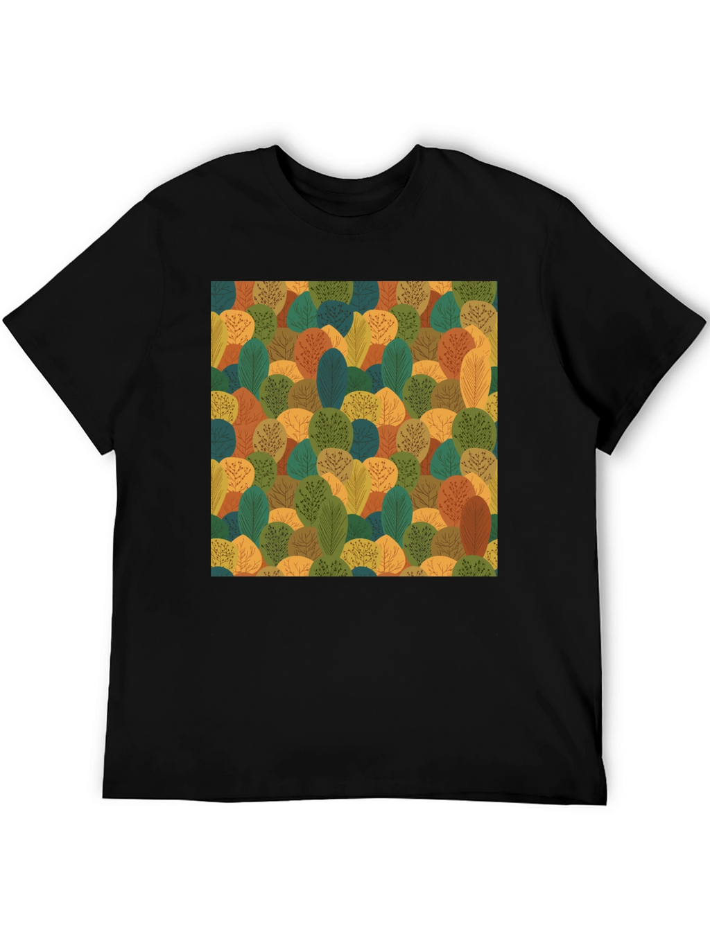 Nature Pattern Black T-Shirt