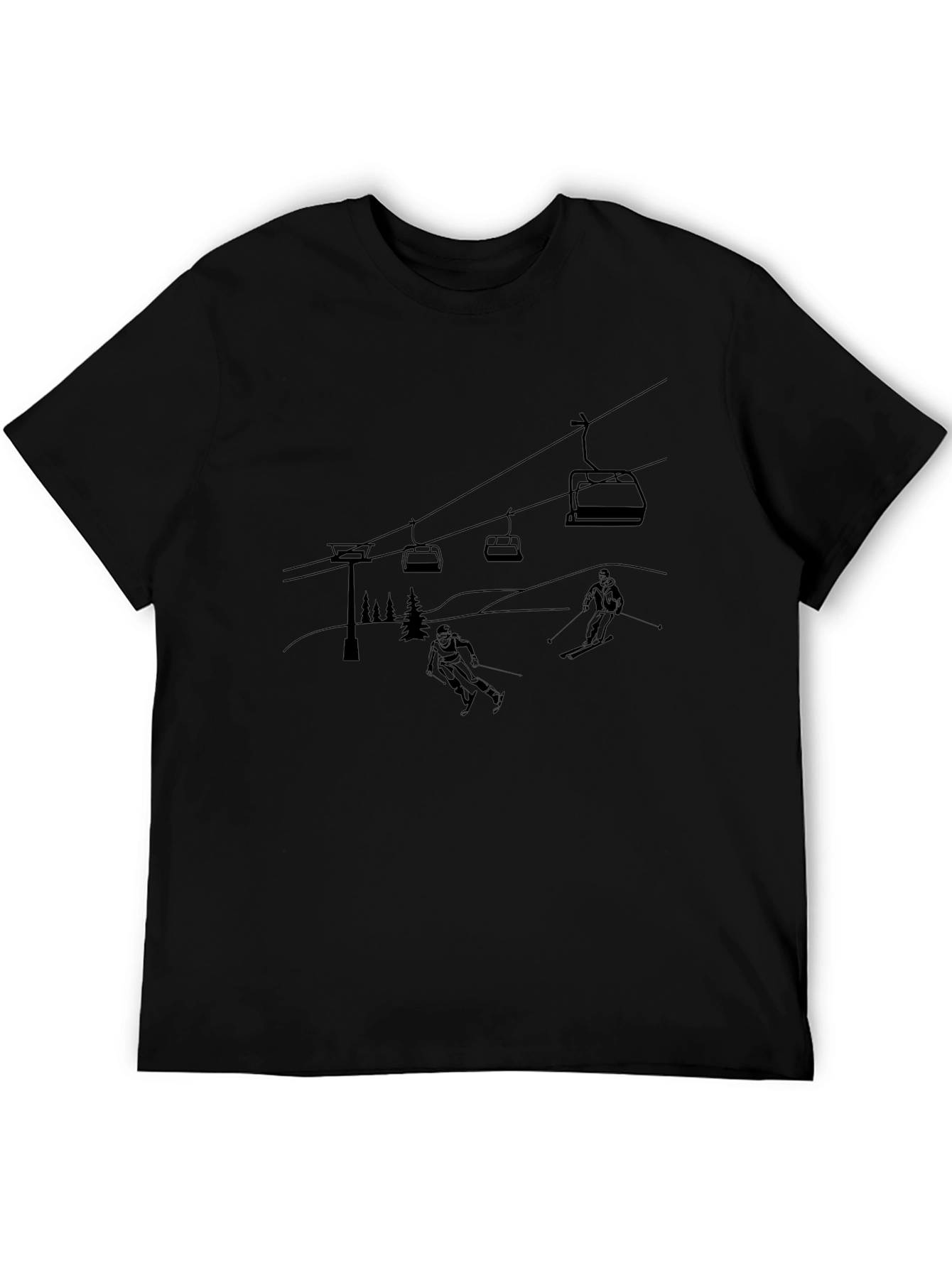 Skiing Scene Graphic Tee - Black