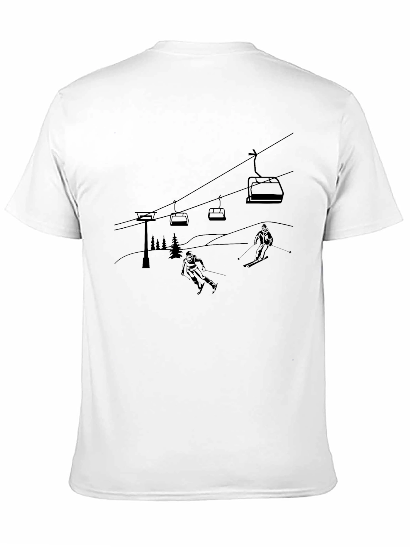 Skiing Scene Graphic Tee - Black