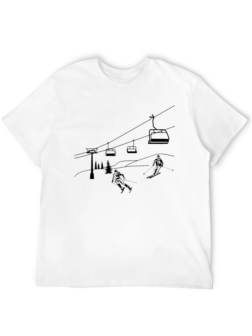 Skiing Scene Graphic Tee - Black