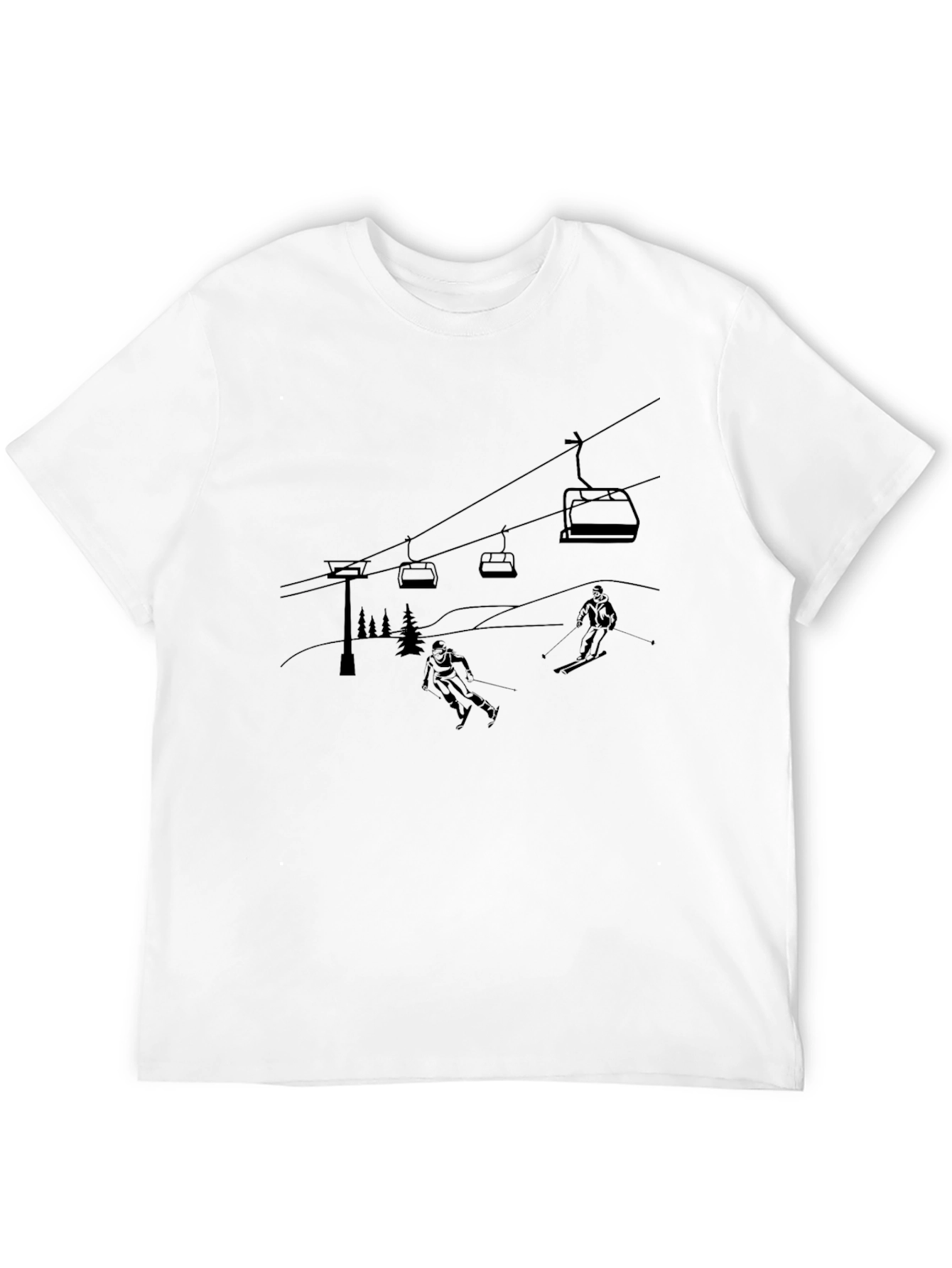 Skiing Scene Graphic Tee - Black