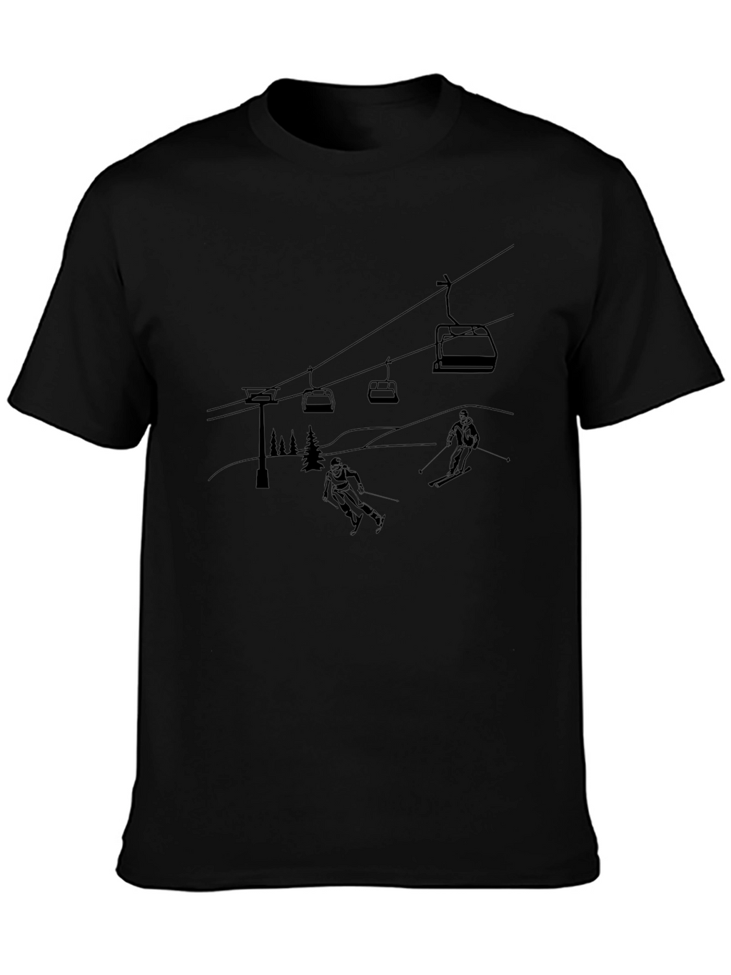 Skiing Scene Graphic Tee - Black